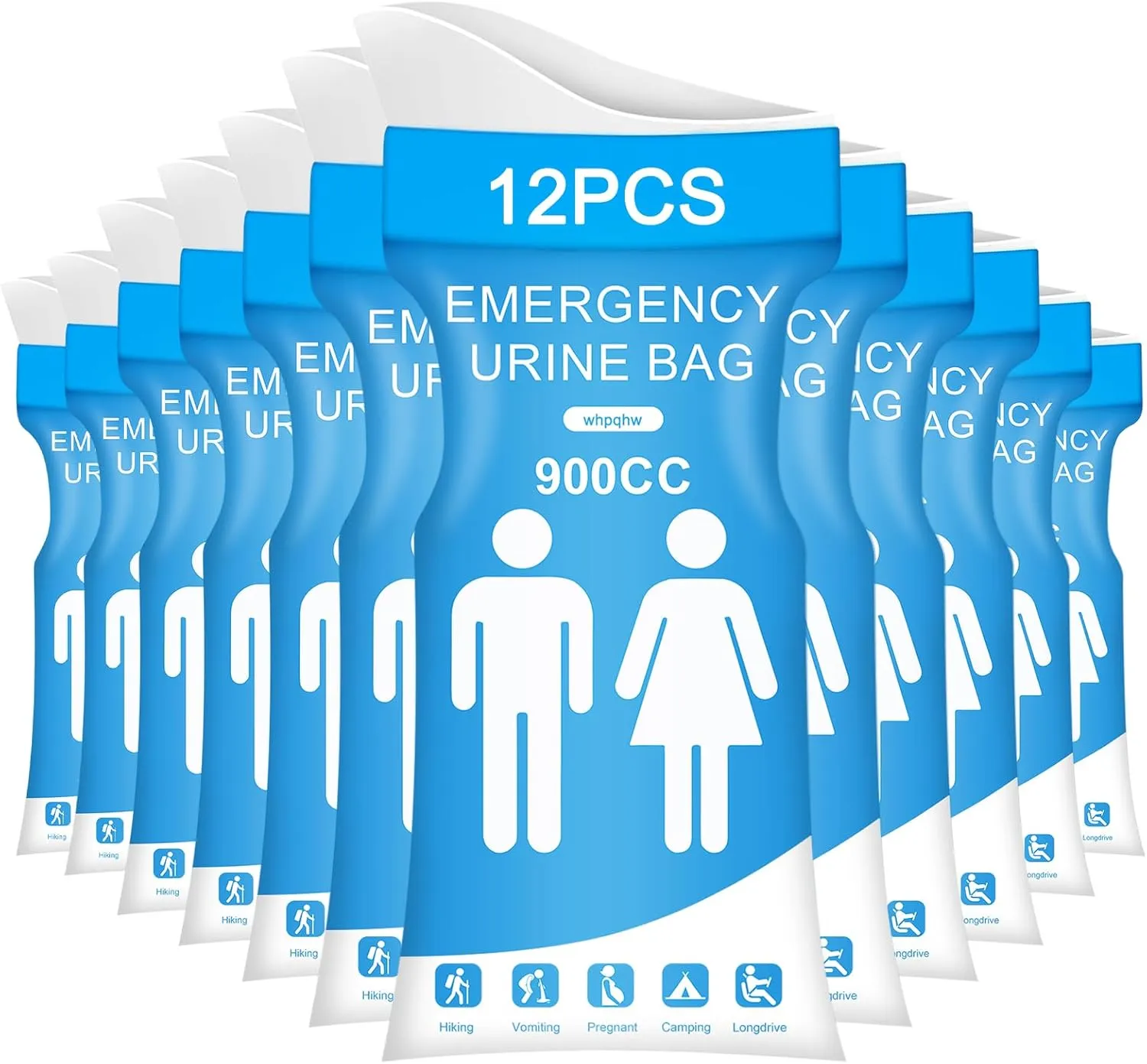 12 PCS Disposable Urine Bags,900ML Pee Bags for Travel for Women and Men, Portable Emergency Urine Bag with Leakproof Seal for Road Trips, Camping, Hiking, Traffic Jams,Pregnant, Patients