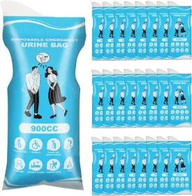 24 Pcs Karuzka Disposable Urine Bags, 3rd Generation 900ML Emergency Portable Pee Bags for Travel for Men/Women, Unisex LeakProof Urinal Bag, Odorproof Urinal Bag and Vomit Bags for Hiking Traffic Jam