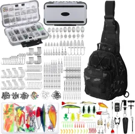 482 Pcs Fishing Tools Kit Fishing Accessories Kit Include Fish Hook Lures Hook Remover Lip Gripper Backpack for Men Women Gifts