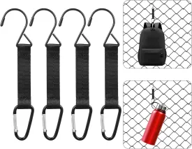 4Pcs Fence Hooks for Bat Bags and Water Bottle, Hanging Buckles, Fence Clips for Backpacks, Metal Hanging Hooks for Baseball Tennis Softball Football Bag Outdoor Sports
