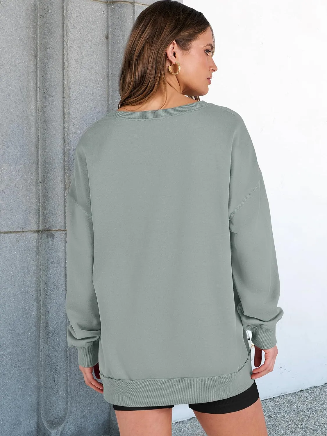 ANRABESS Women's Oversized Sweatshirts Long Sleeve Tunic Shirts V Neck Loose Pullover Tops 2025 Trendy Fall Teen Girls Outfit