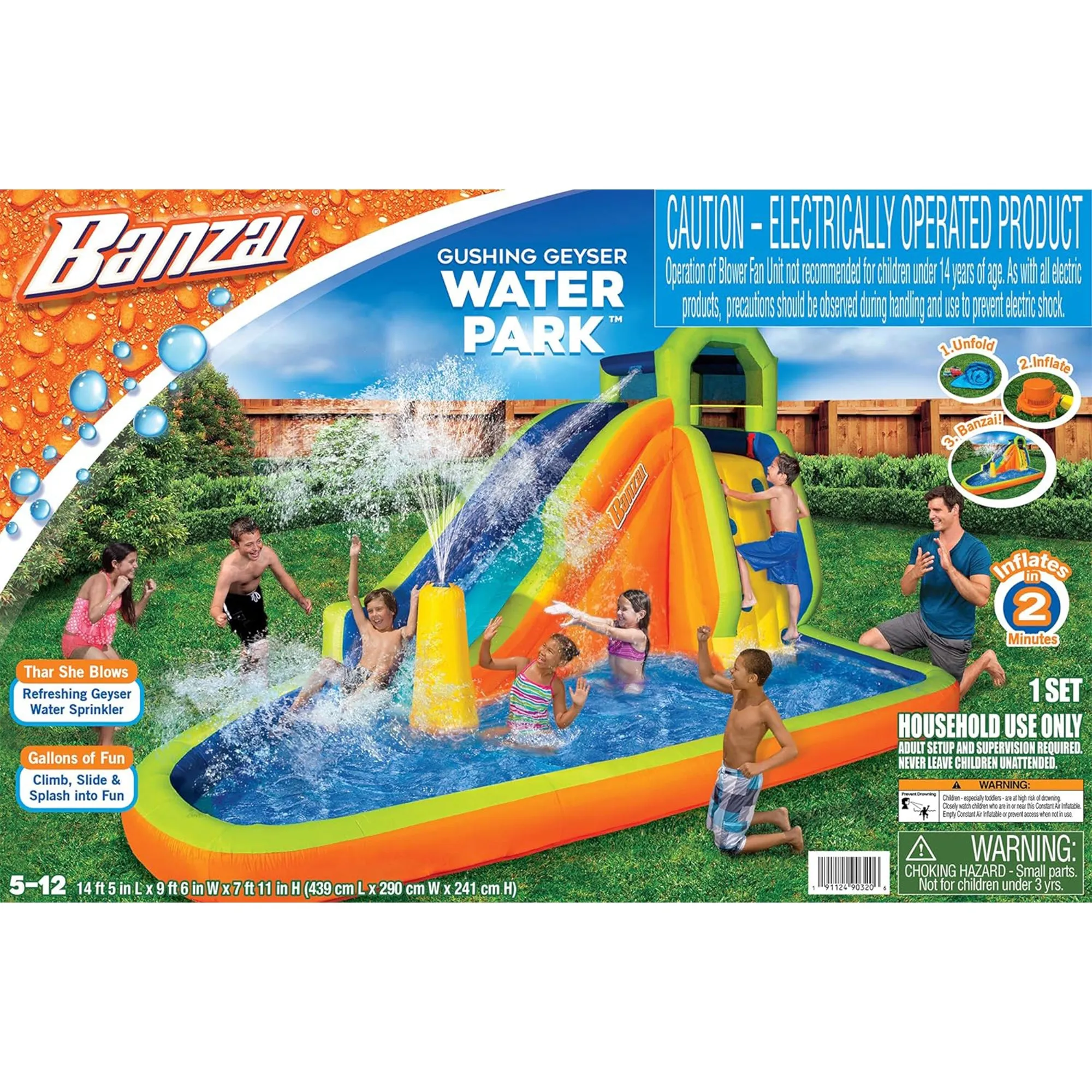 Banzai Water-Spraying Inflatable Pool Water Park Set, Multicolor (Open Box)