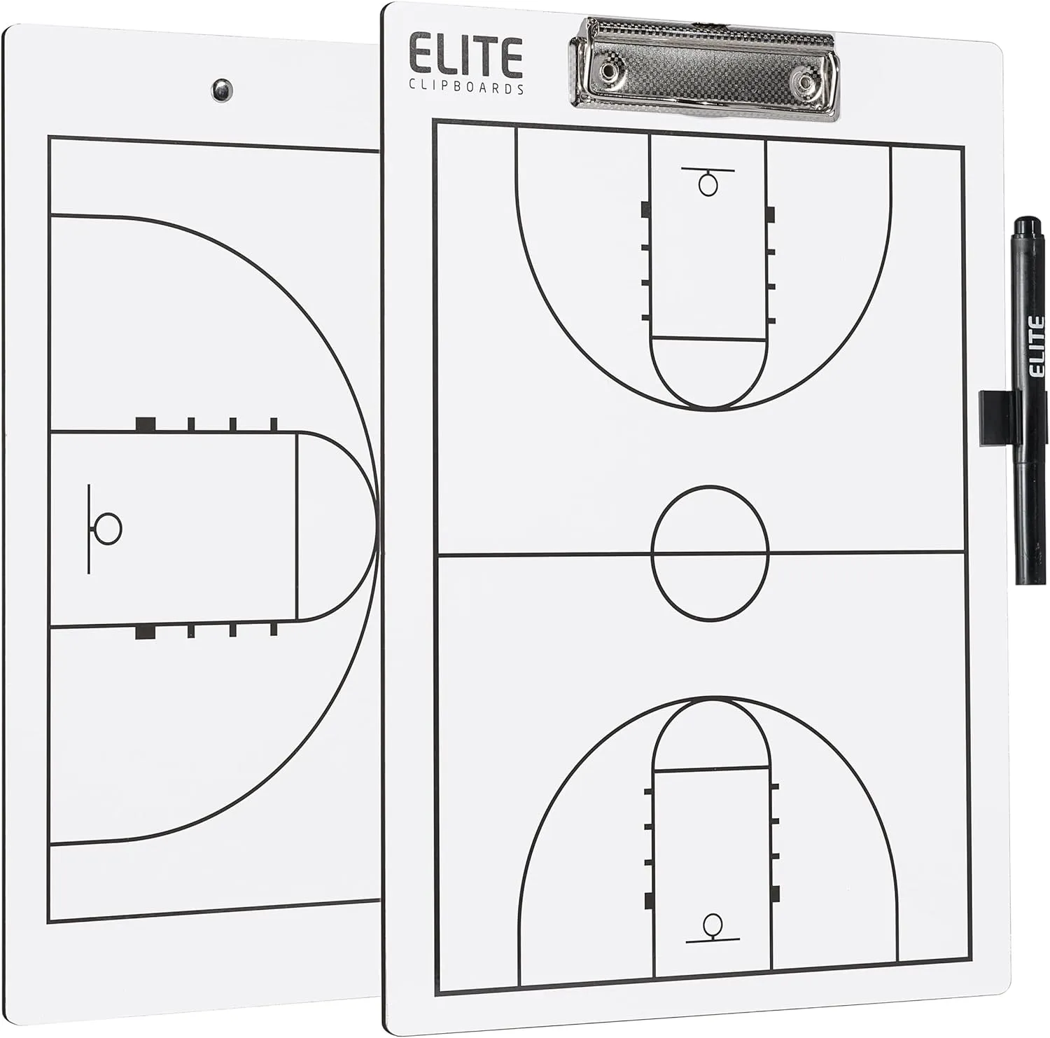 Basketball White Dry Erase Coaches Clipboard | Double-Side Basketball Coaching Whiteboard with Marker