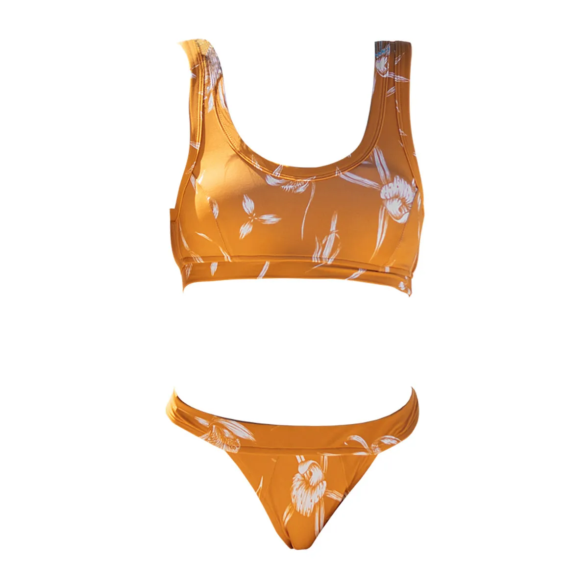 Beach Babe Orange Floral Two-piece Bikini