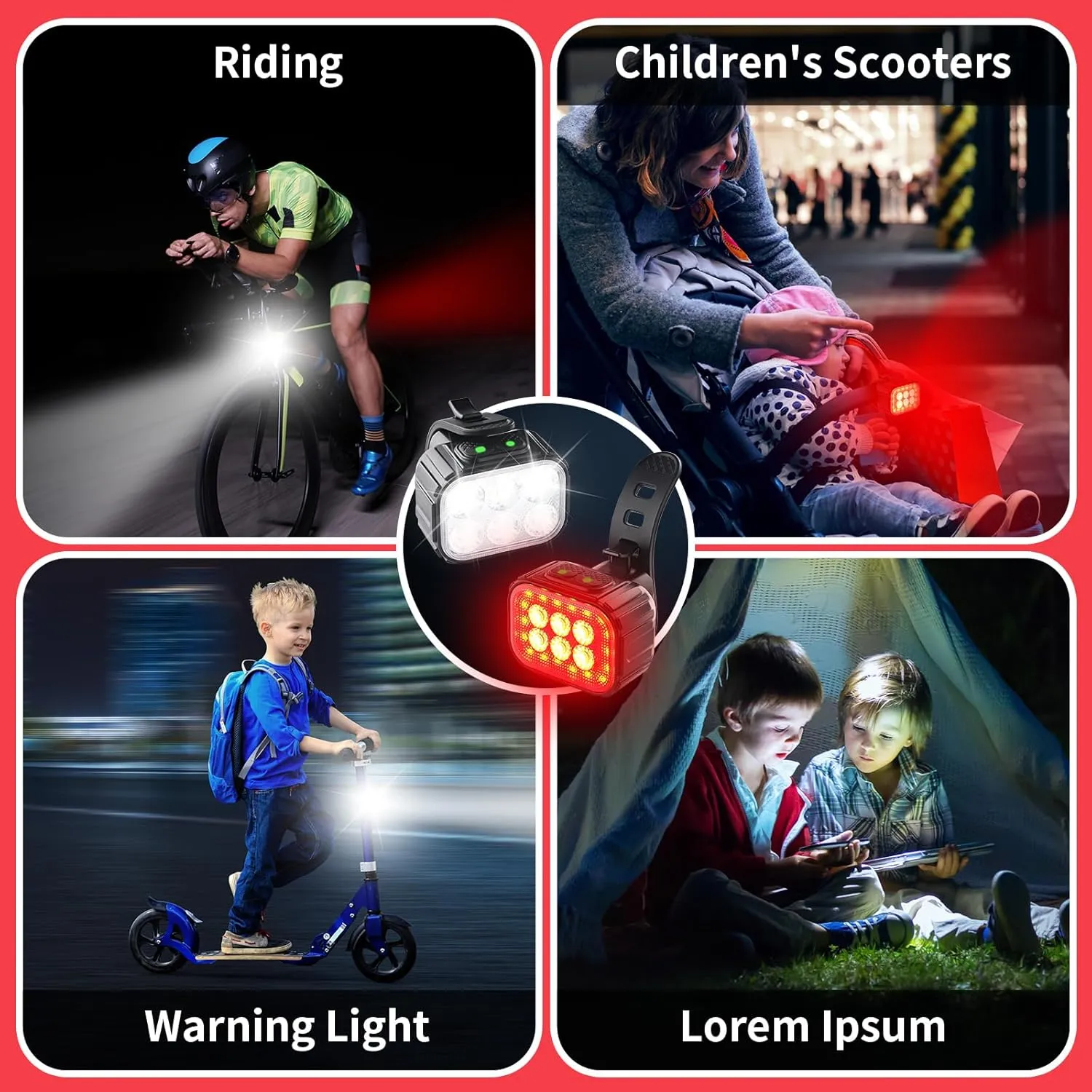 Bike Light Rechargeable Bicycle Lights Super Bright Headlight and Taillight Set LED Mountain Bike Lights Front and Back Flashlight