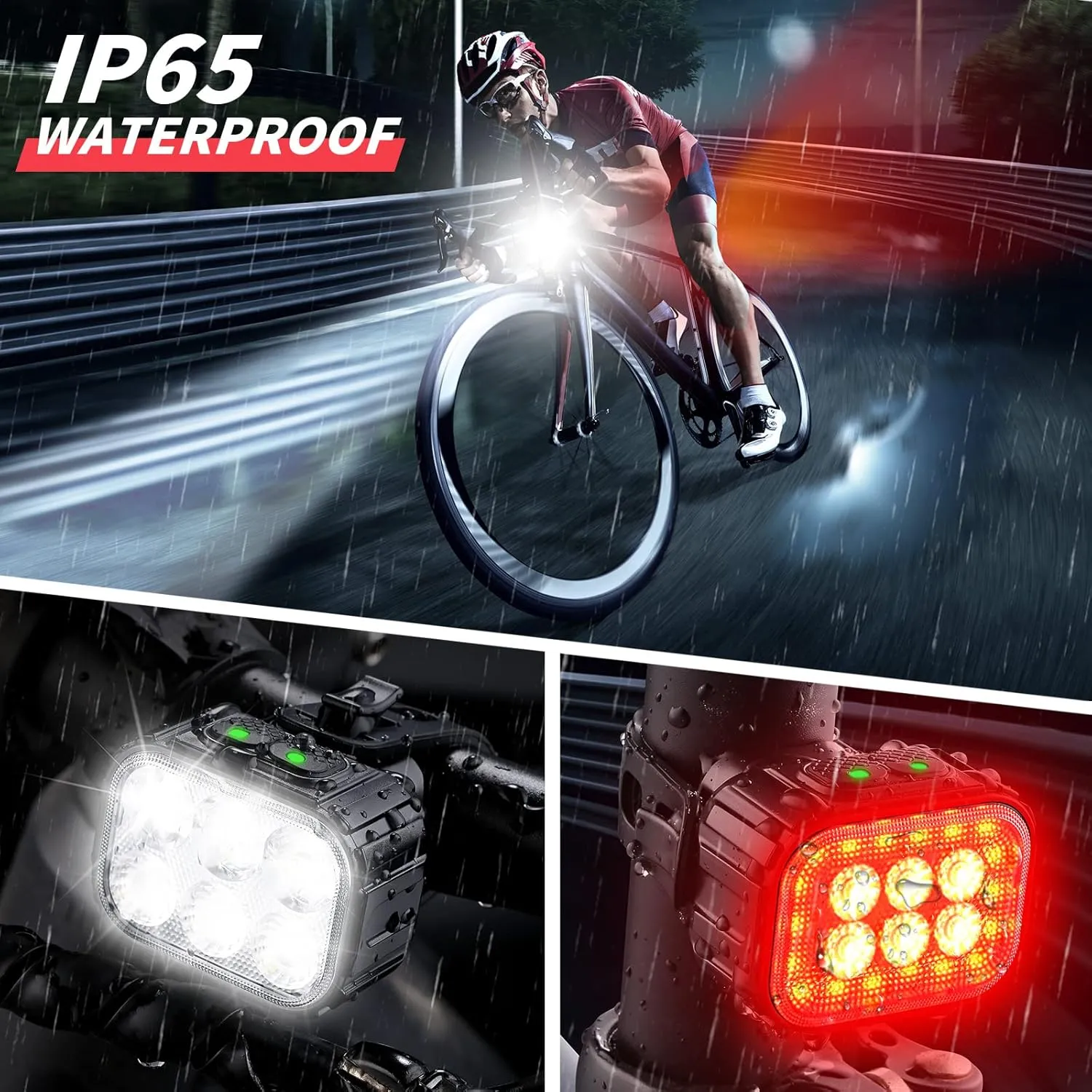 Bike Light Rechargeable Bicycle Lights Super Bright Headlight and Taillight Set LED Mountain Bike Lights Front and Back Flashlight