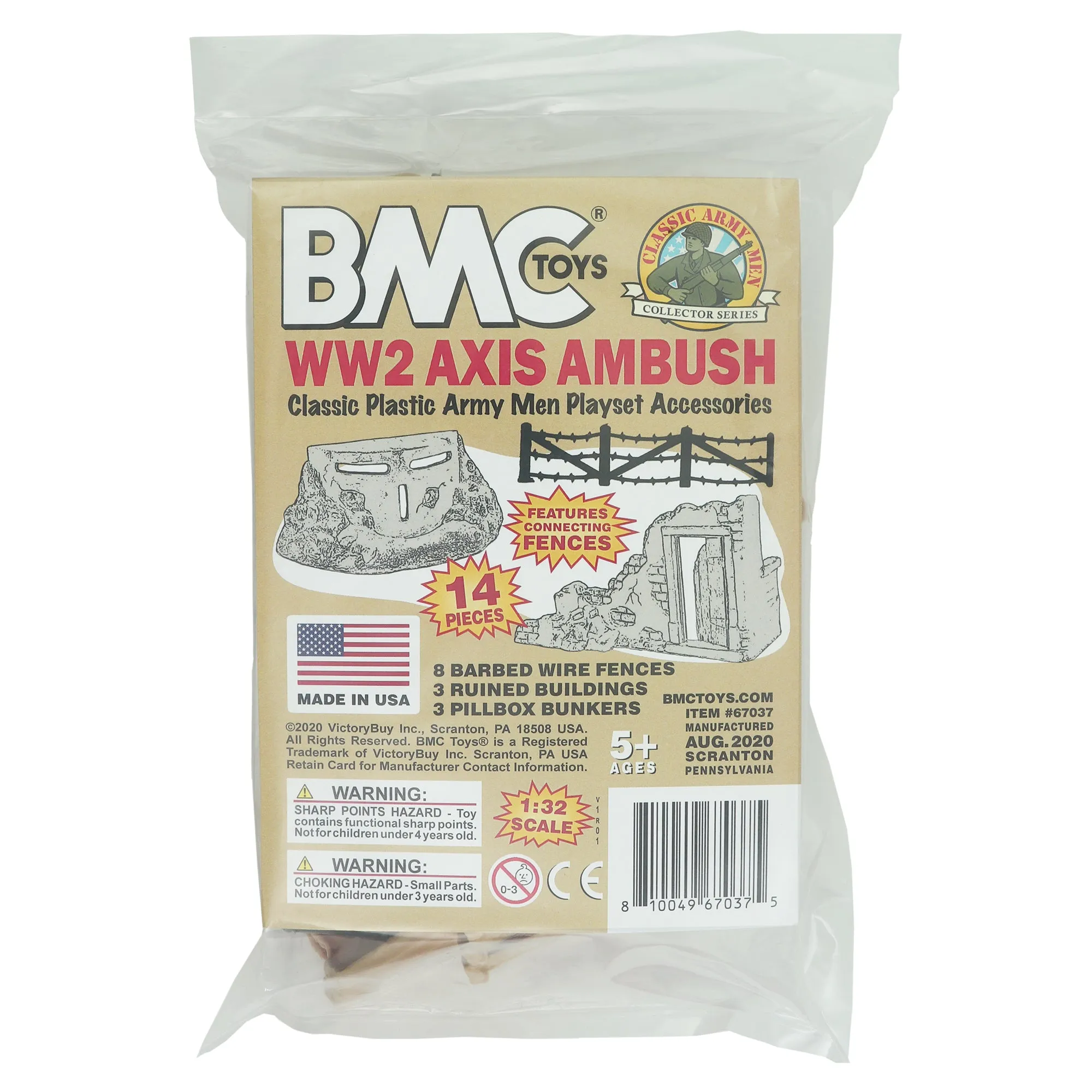 BMC Classic Marx Axis Ambush - 14pc Tan Plastic Army Men Playset Accessories