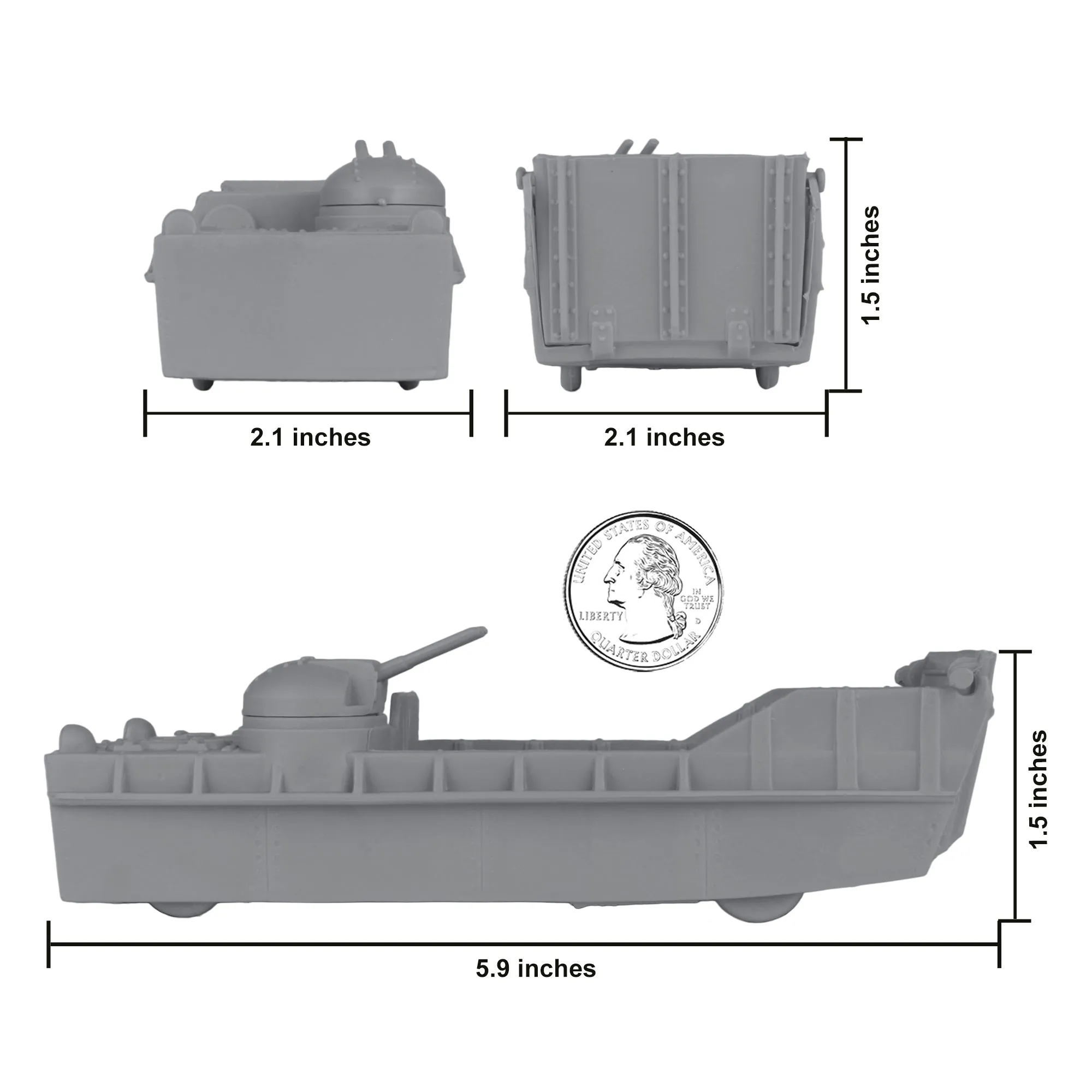 BMC Classic Marx Landing Craft - 4pc Blue & Gray Plastic Army Men Boat Vehicles