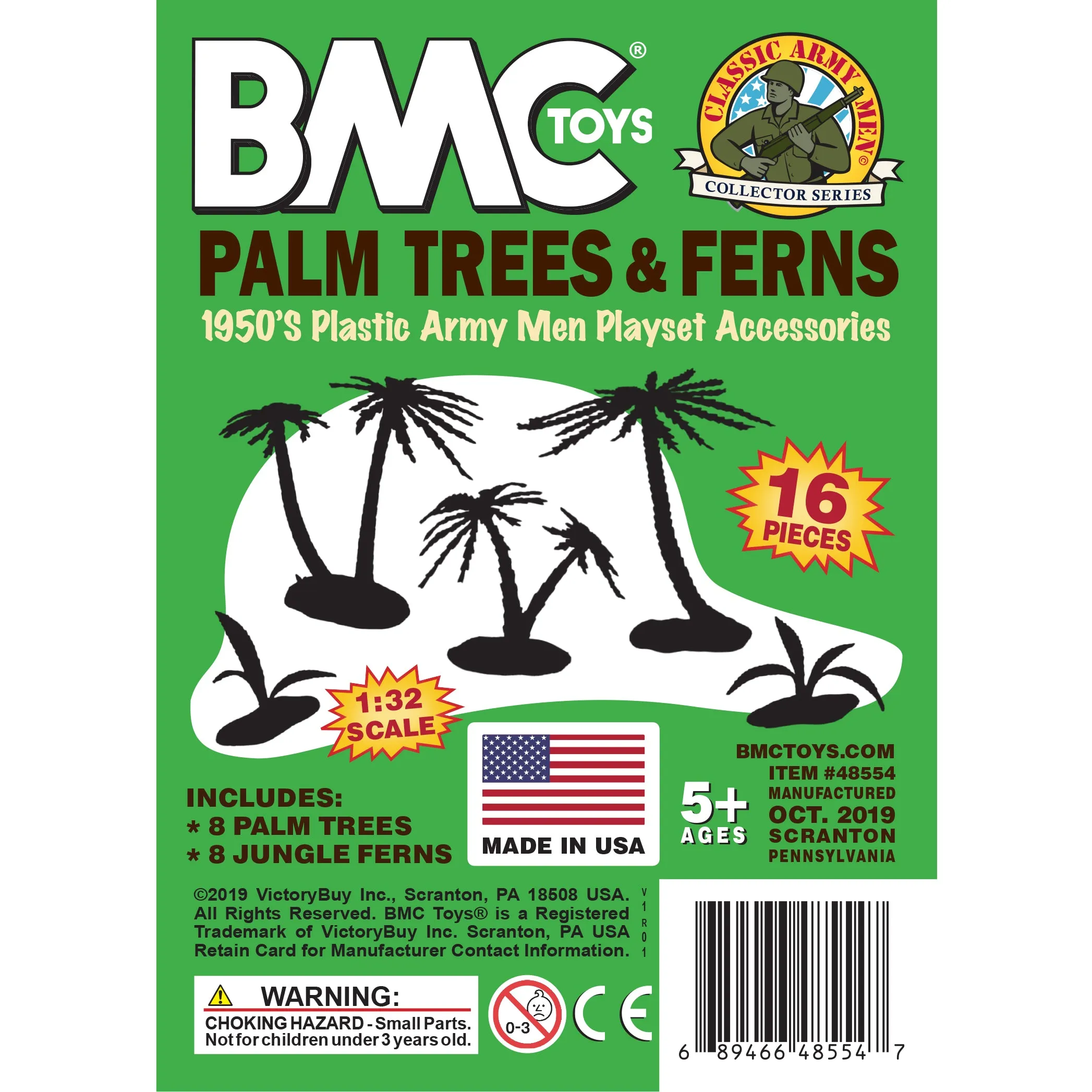 BMC Classic Marx Palm Trees & Jungle Ferns - 16pc Plastic Playset Accessories