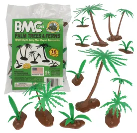 BMC Classic Marx Palm Trees & Jungle Ferns - 16pc Plastic Playset Accessories