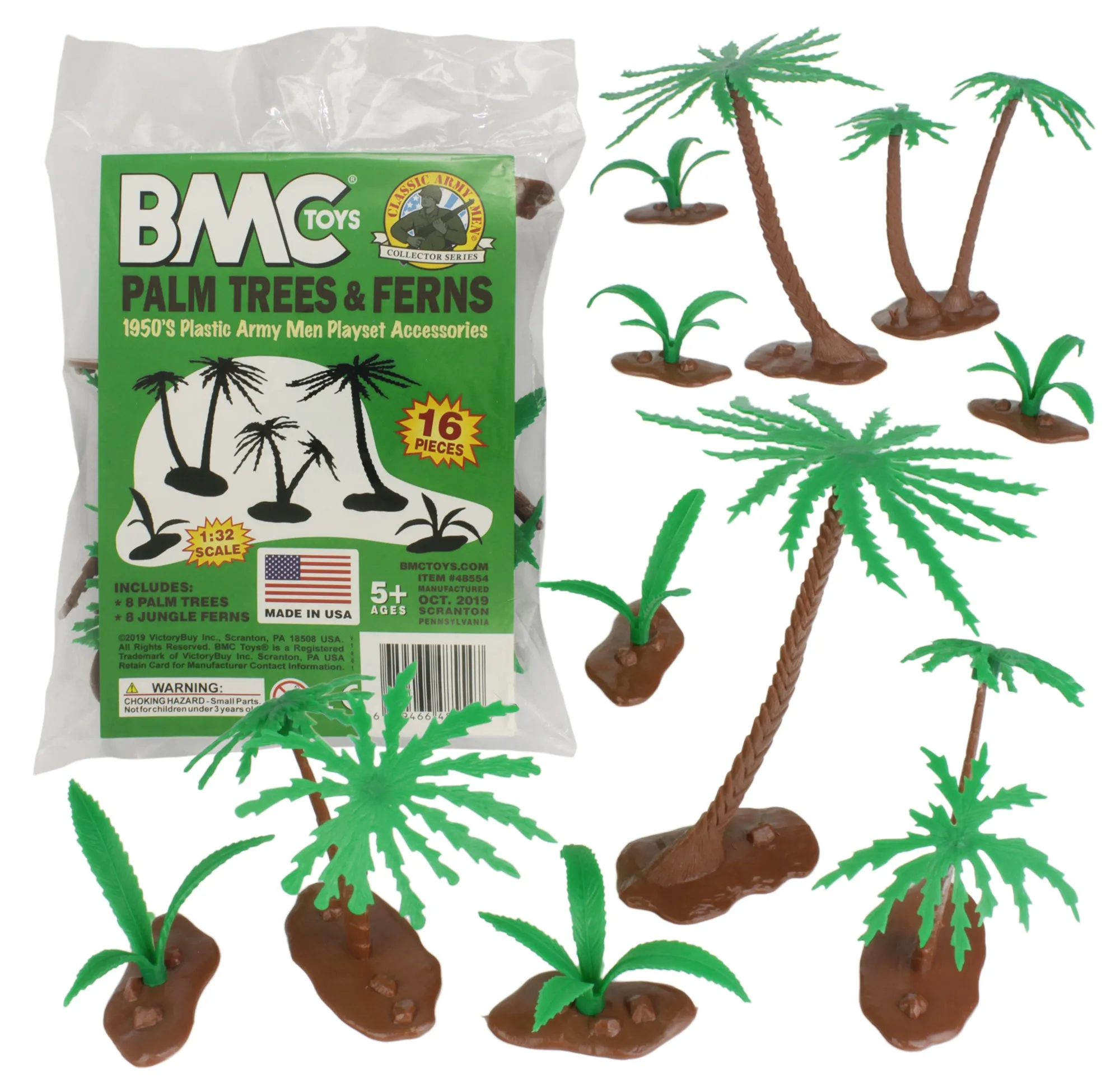 BMC Classic Marx Palm Trees & Jungle Ferns - 16pc Plastic Playset Accessories