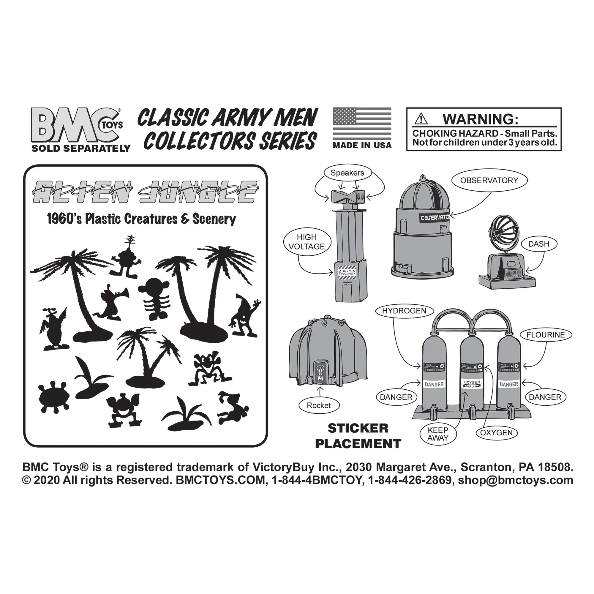 BMC Classic Sci-Fi Mars Outpost - 20pc Plastic Army Men Space Accessory Playset