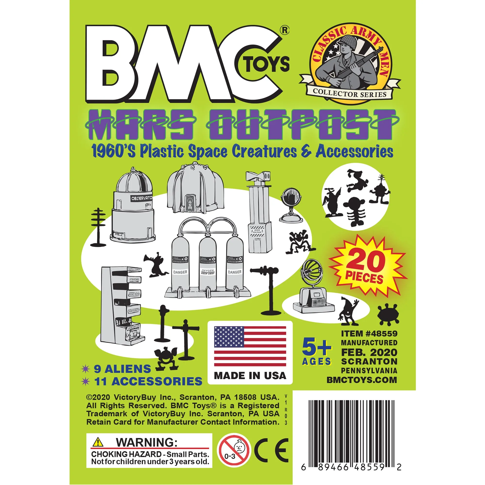 BMC Classic Sci-Fi Mars Outpost - 20pc Plastic Army Men Space Accessory Playset
