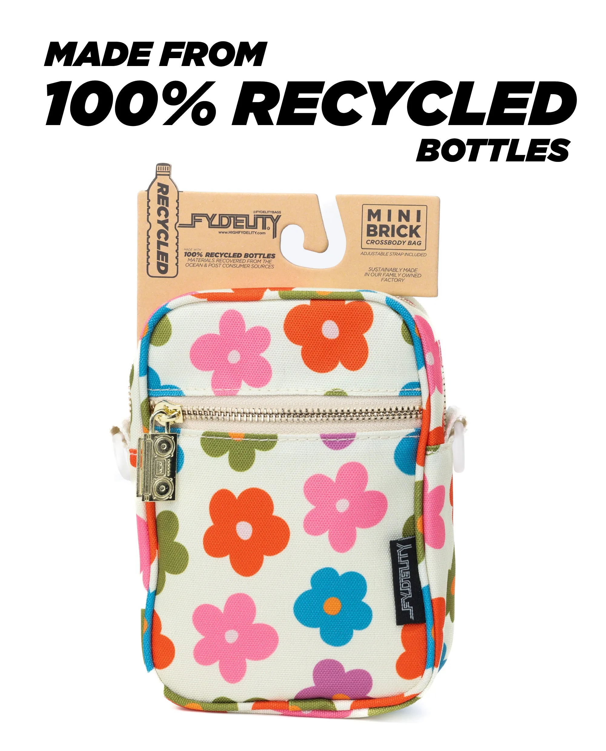 Brick Bag | Mini Crossbody | Recycled RPET | Multi-Poppy