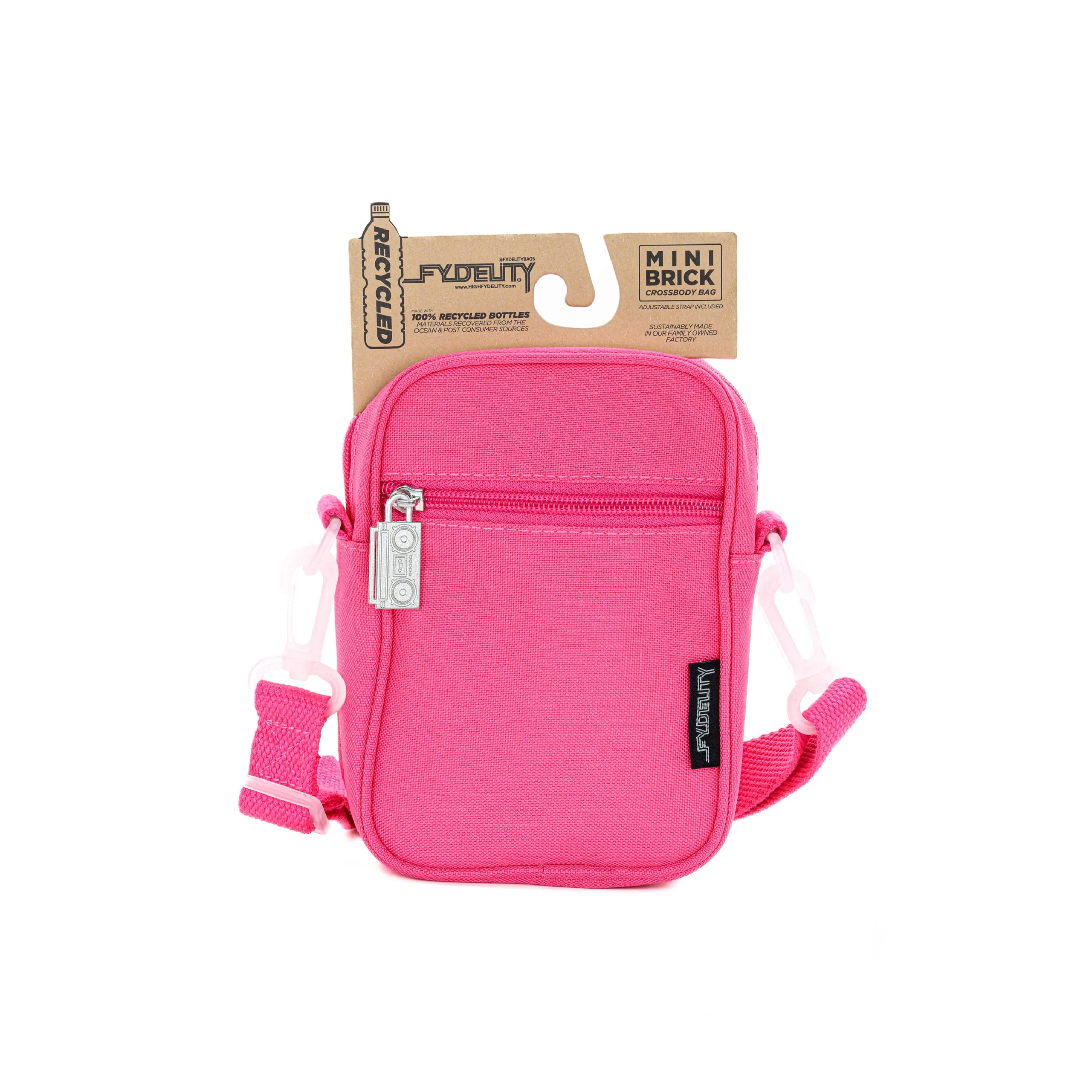 Brick Bag | Mini Crossbody | Recycled RPET | Neon Pink