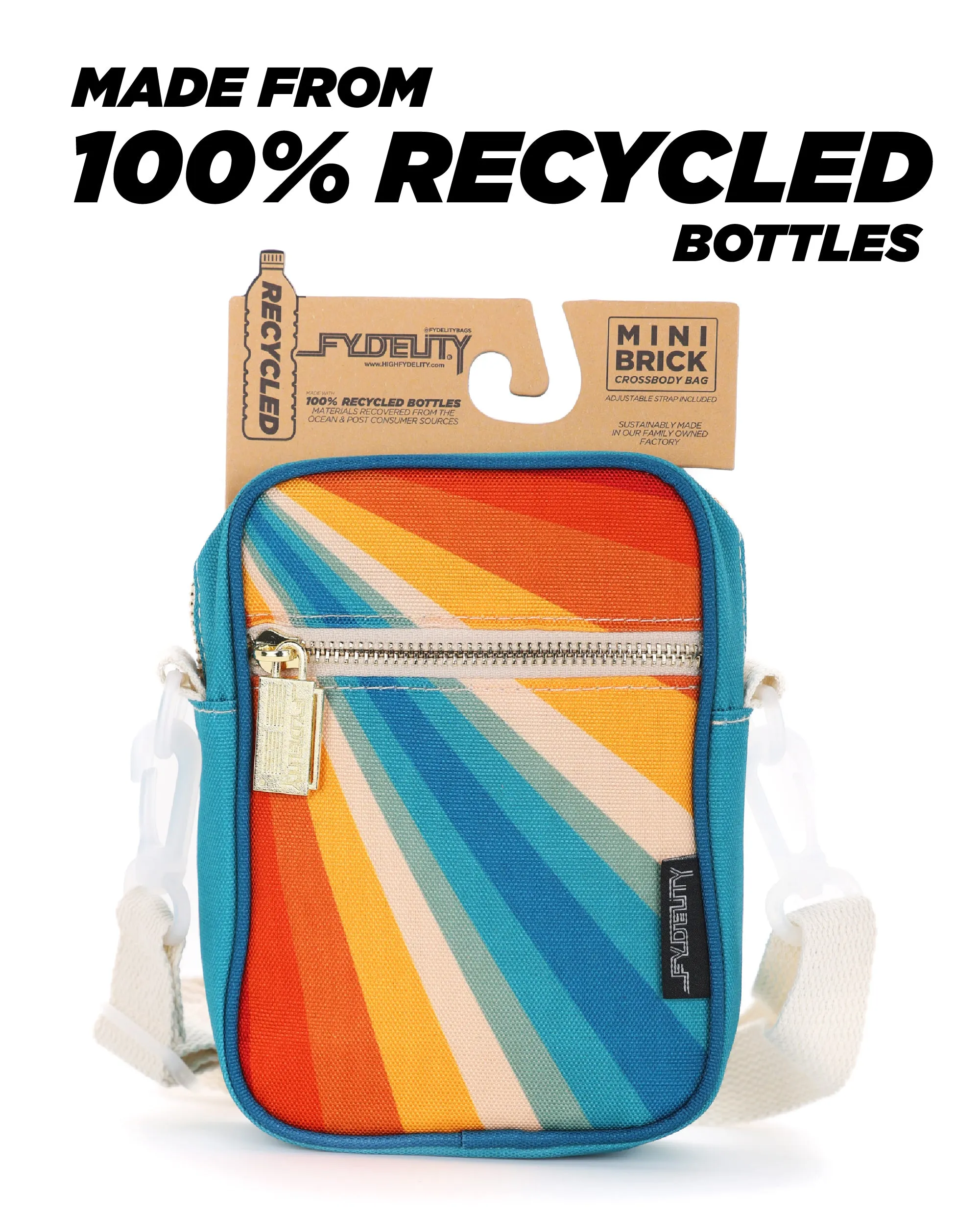 Brick Bag | Mini Crossbody | Recycled RPET | Retro Rainbow
