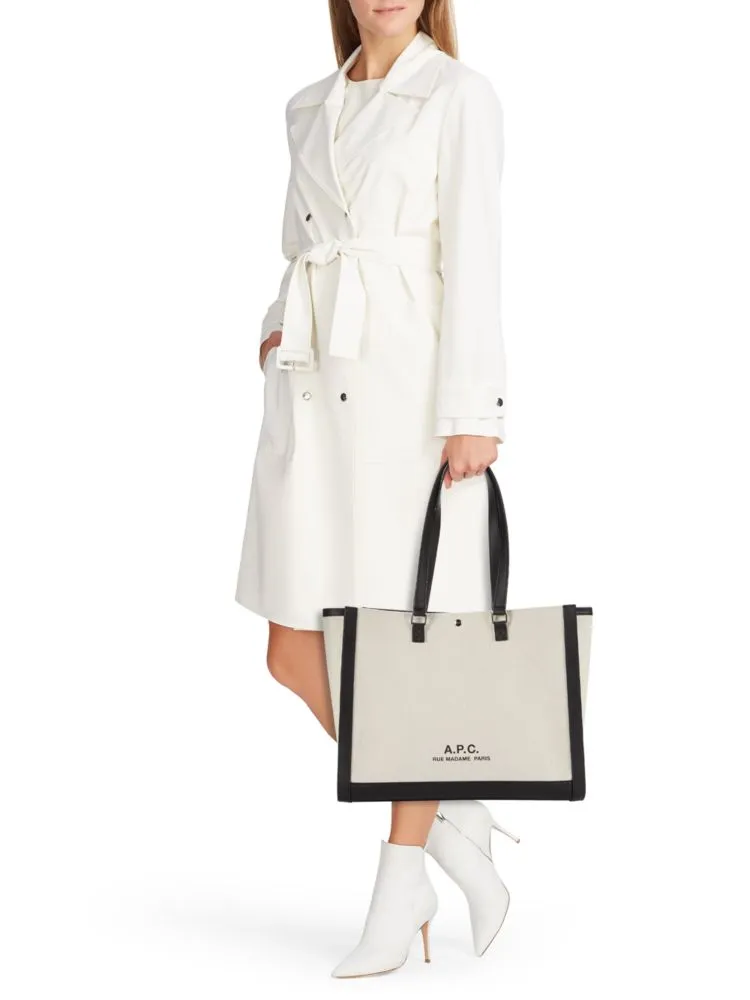 Camille tote bag with A logo, beige