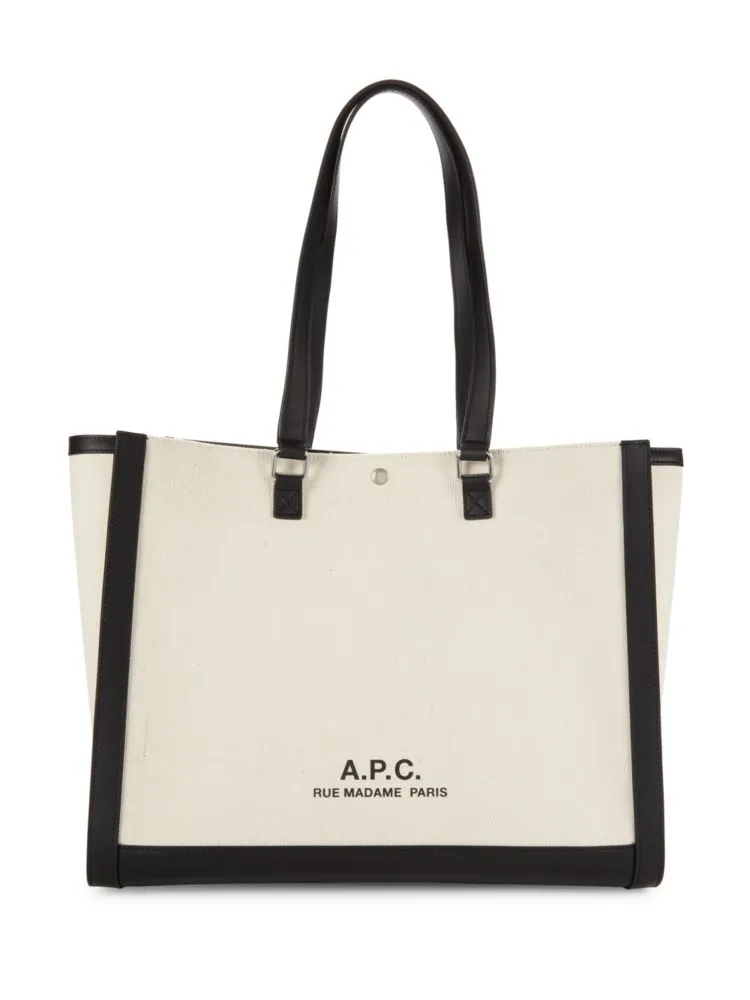 Camille tote bag with A logo, beige