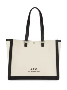 Camille tote bag with A logo, beige