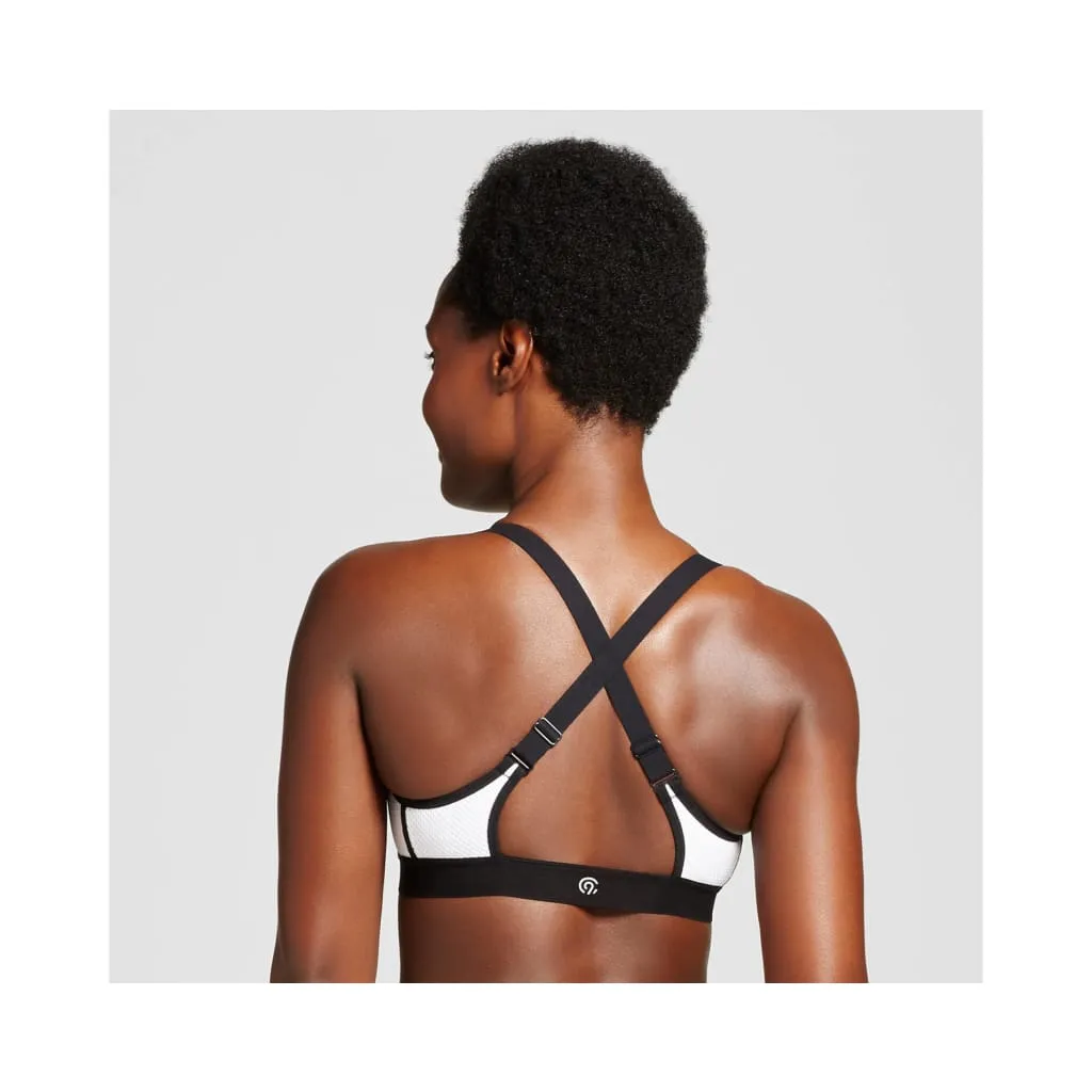 Champion C9 N9704 Mesh Cami Wire Free Sports Bra MEDIUM White & Black