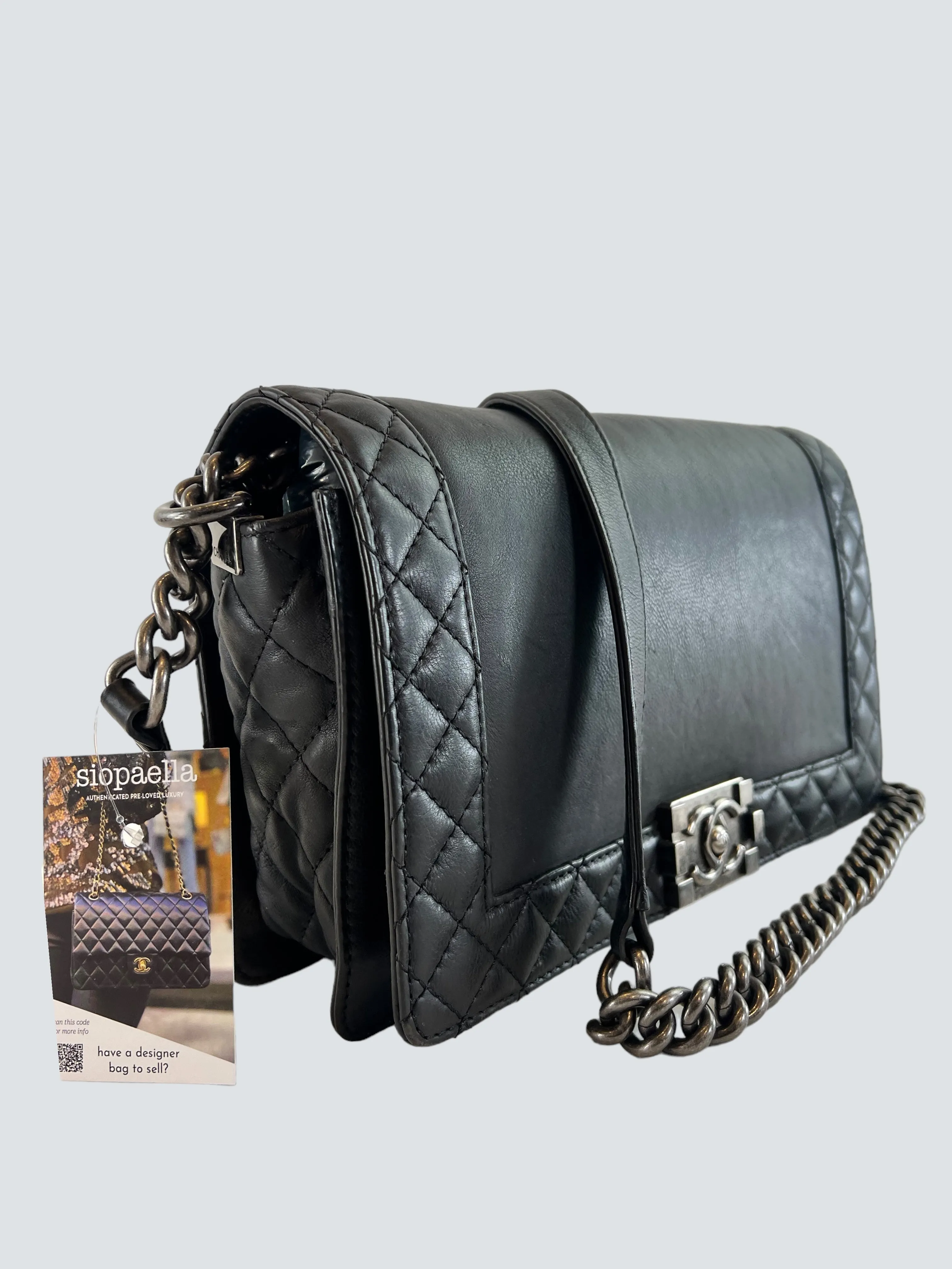 Chanel Black Lambskin Leather Boy Bag