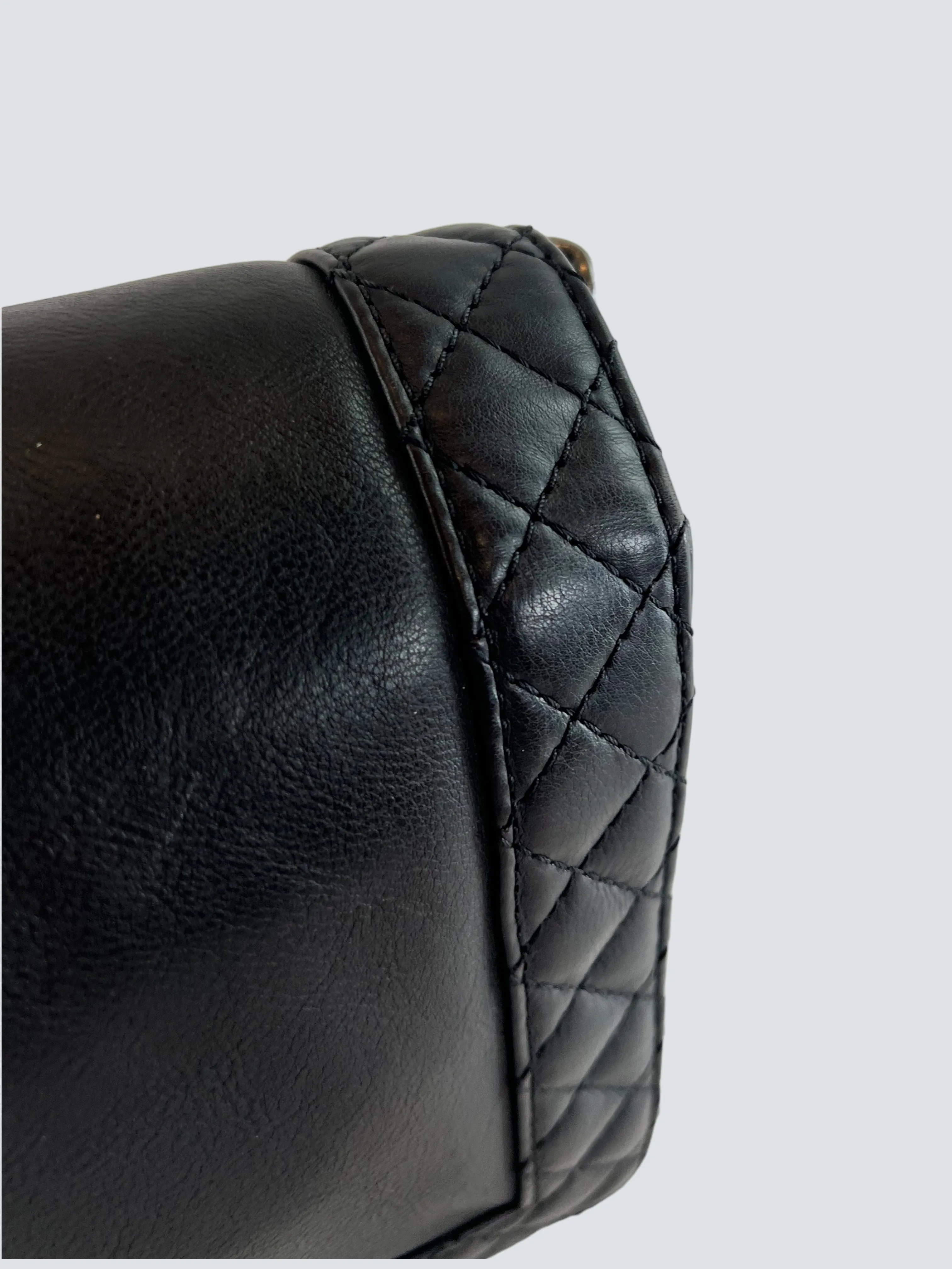 Chanel Black Lambskin Leather Boy Bag