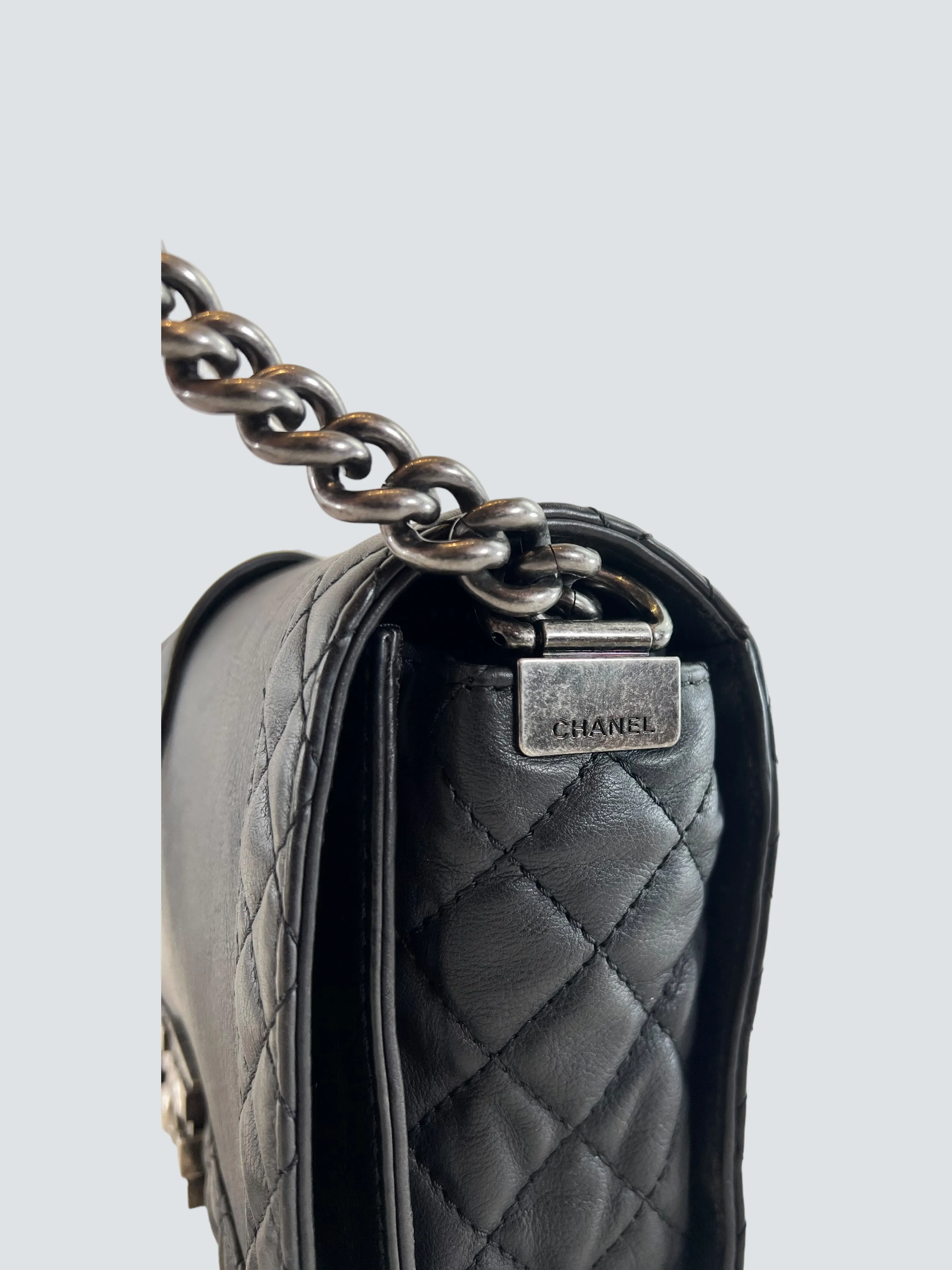 Chanel Black Lambskin Leather Boy Bag