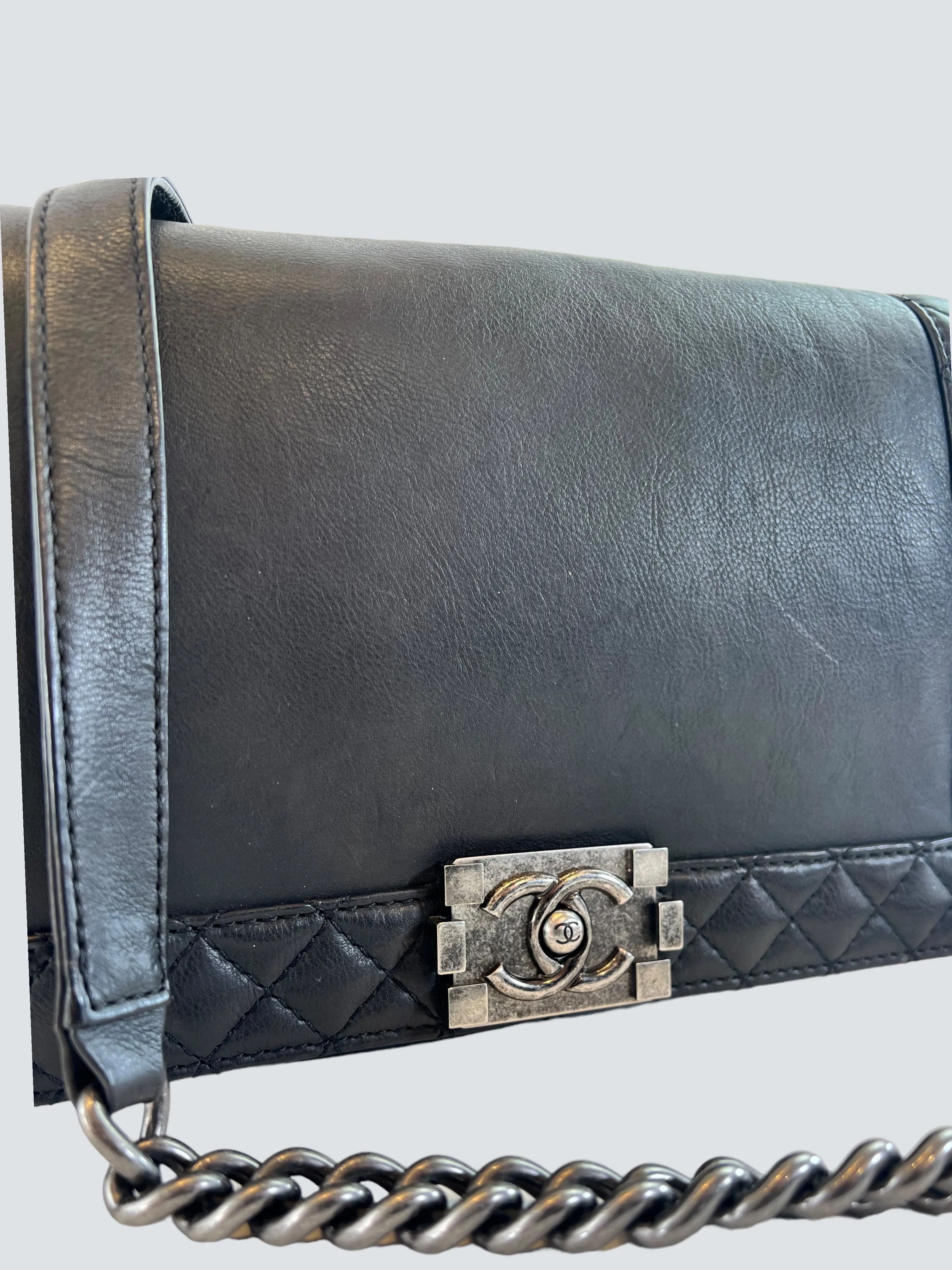 Chanel Black Lambskin Leather Boy Bag