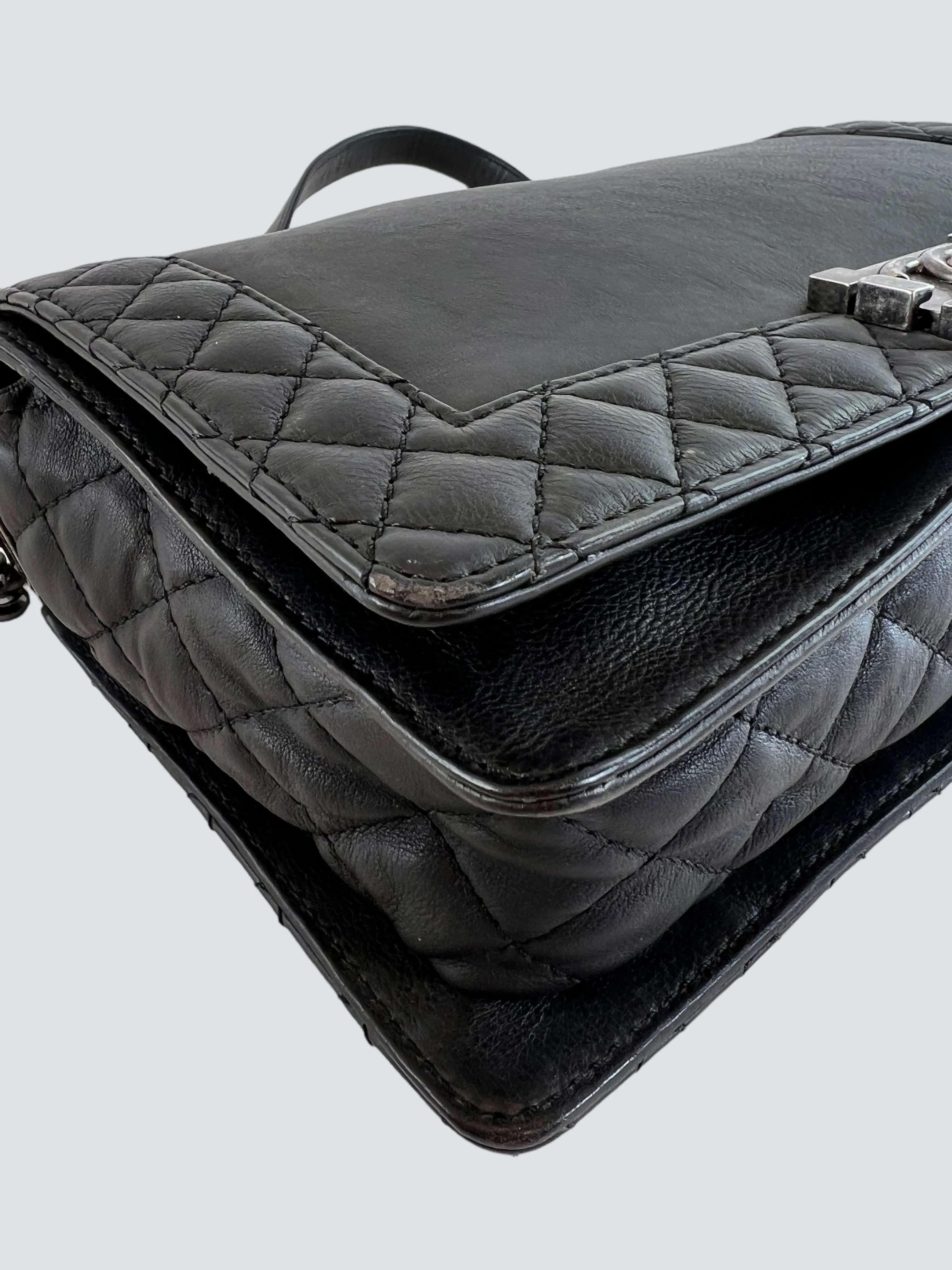 Chanel Black Lambskin Leather Boy Bag