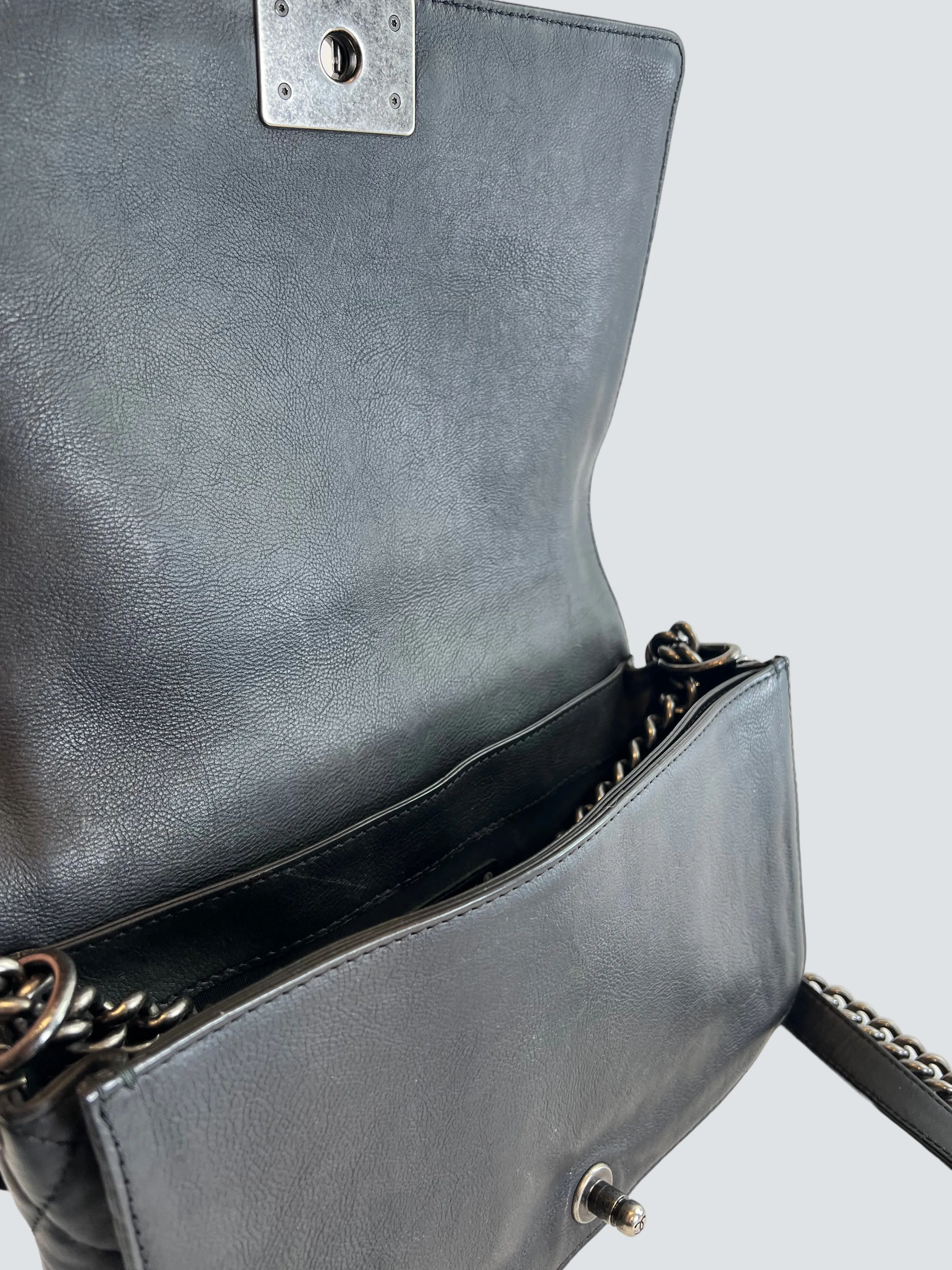 Chanel Black Lambskin Leather Boy Bag