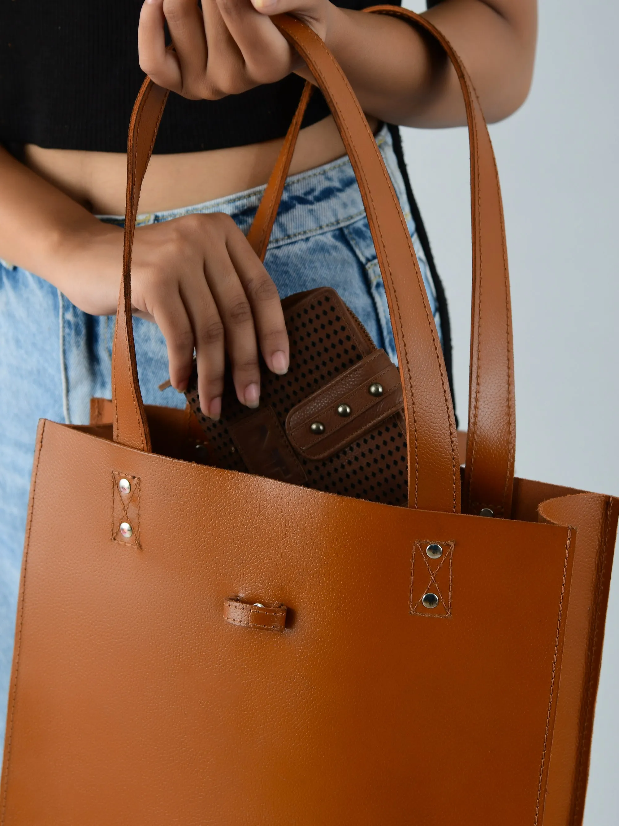 Chestnut Elegance Leather Tote