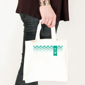 Chevron with Monogram Personalized Tote Bag Mini Tote with Gussets Red