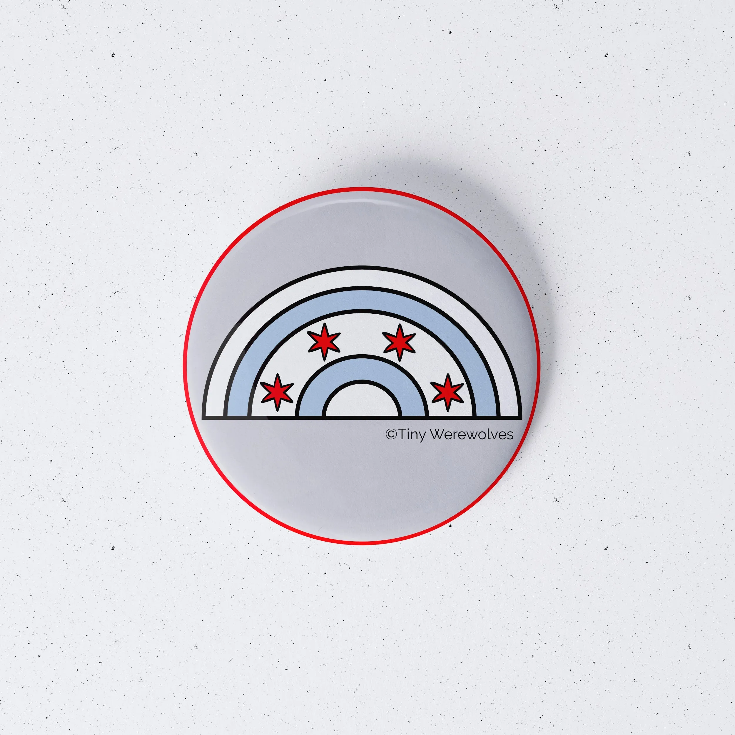 Chicago Flag Arched Rainbow 1" Mini Button Pin