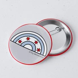 Chicago Flag Arched Rainbow 1" Mini Button Pin