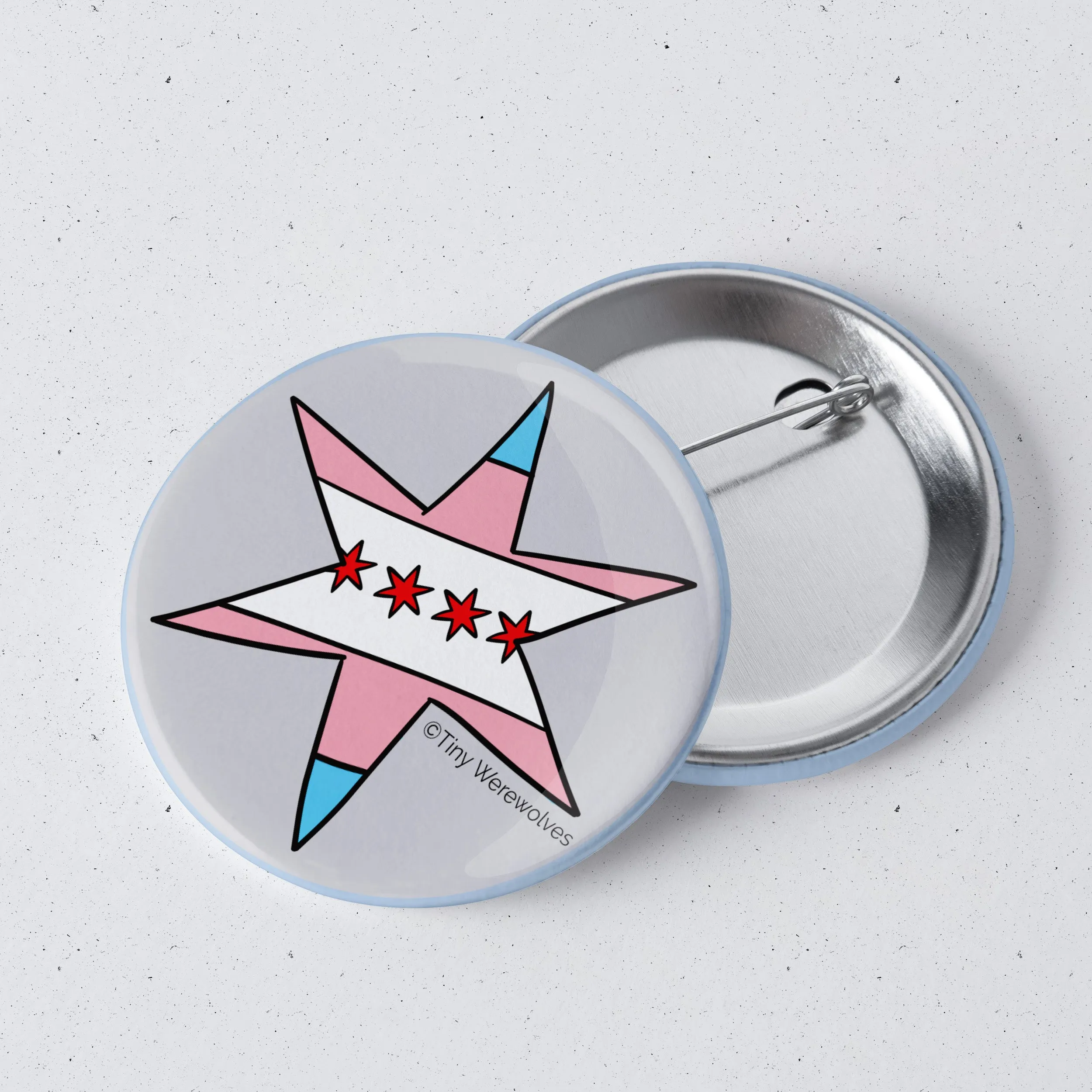 Chicago Star Transgender Pride Flag 1" Mini Button Pin