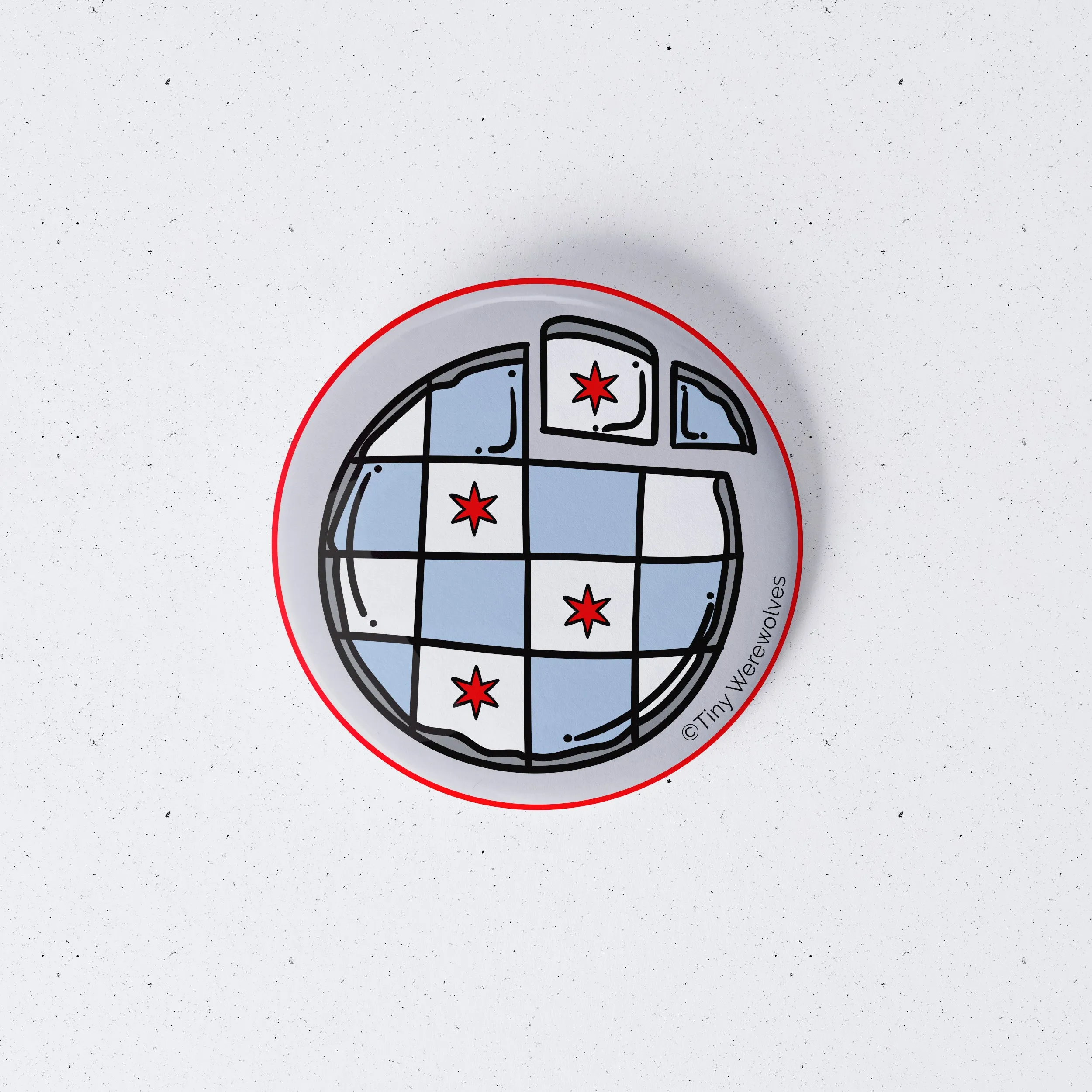 Chicago Thin Crust Pizza Flag 1" Mini Button Pin