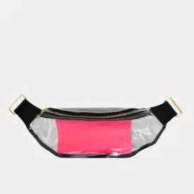 Clear with Black Leather   Gold Hardware Fanny Pack/Crossbody Bag   Black Pauly Pouch Organizer