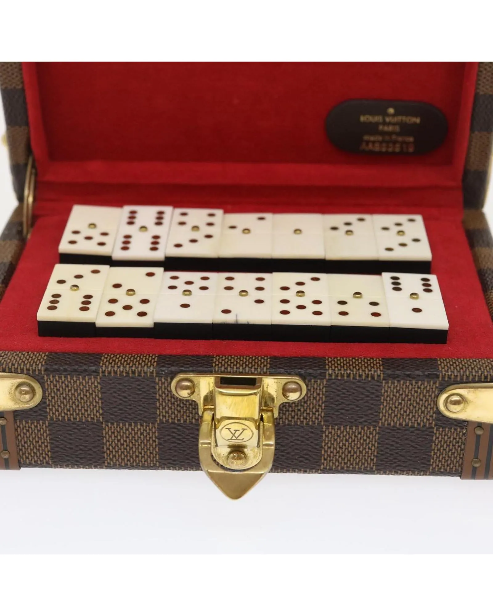 Damier Ebene Domino 28 Trunk LV Auth 29522A