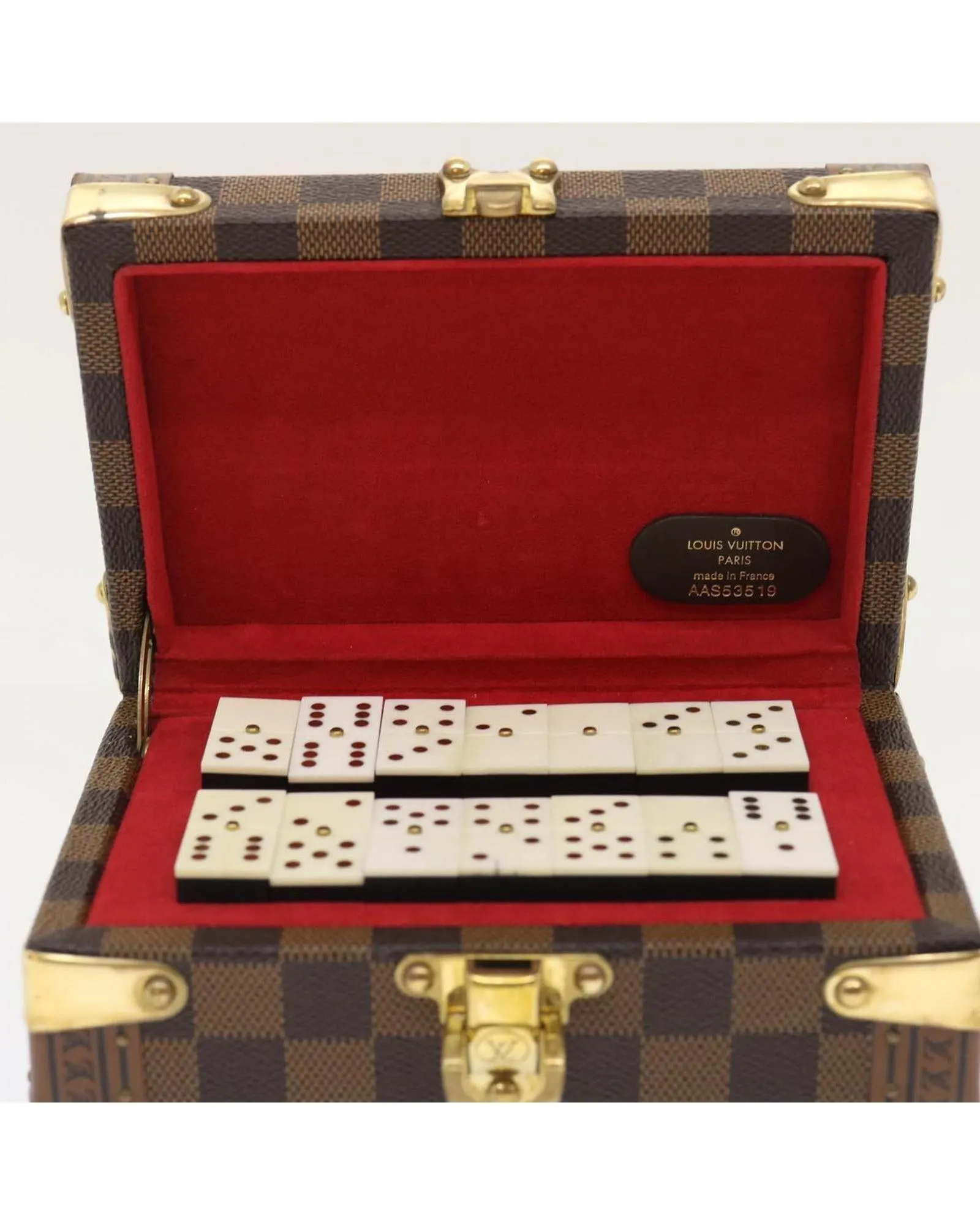 Damier Ebene Domino 28 Trunk LV Auth 29522A