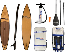 Dunnrite Products Inflatable Stand Up Paddle Board Kit (SUP with Carbon Fiber Paddle, Backpack Travel Bag, Pump, Fins, & Coiled Leash)