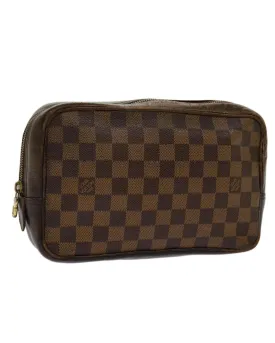 Durable Damier Ebene Canvas Clutch Bag with Accessories