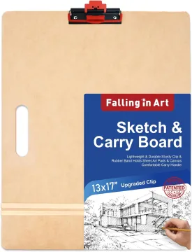 Falling in Art 13x17 Drawing Boards, Portable Sketch Board with Adjustable Upgraded Clip and Side Handle, Art Clipboard for Studio and Classroom Drawing