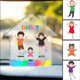 Father - Daddy And Kids - Personalized Acrylic Car Hanger