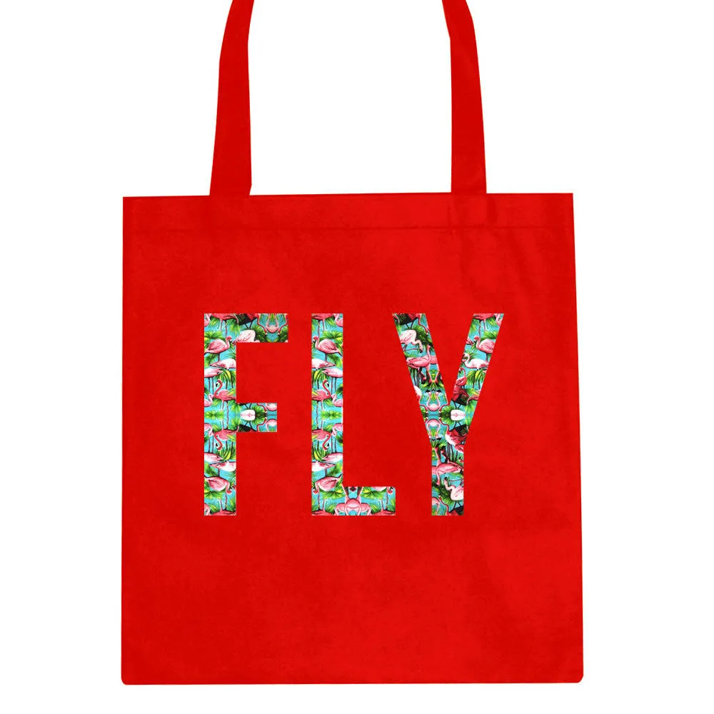 FLY Flamingo Print Summer Tote Bag