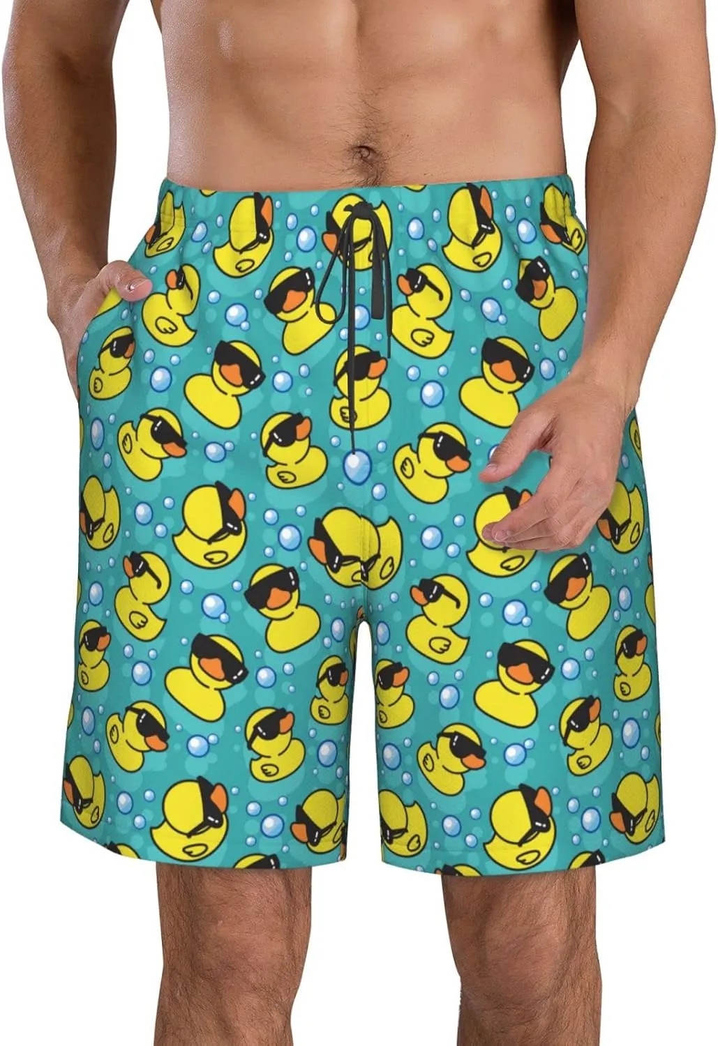 FREEHOTU Men's Swim Trunks Beach Board Shorts Quick Dry Swimwear Sports with Pockets