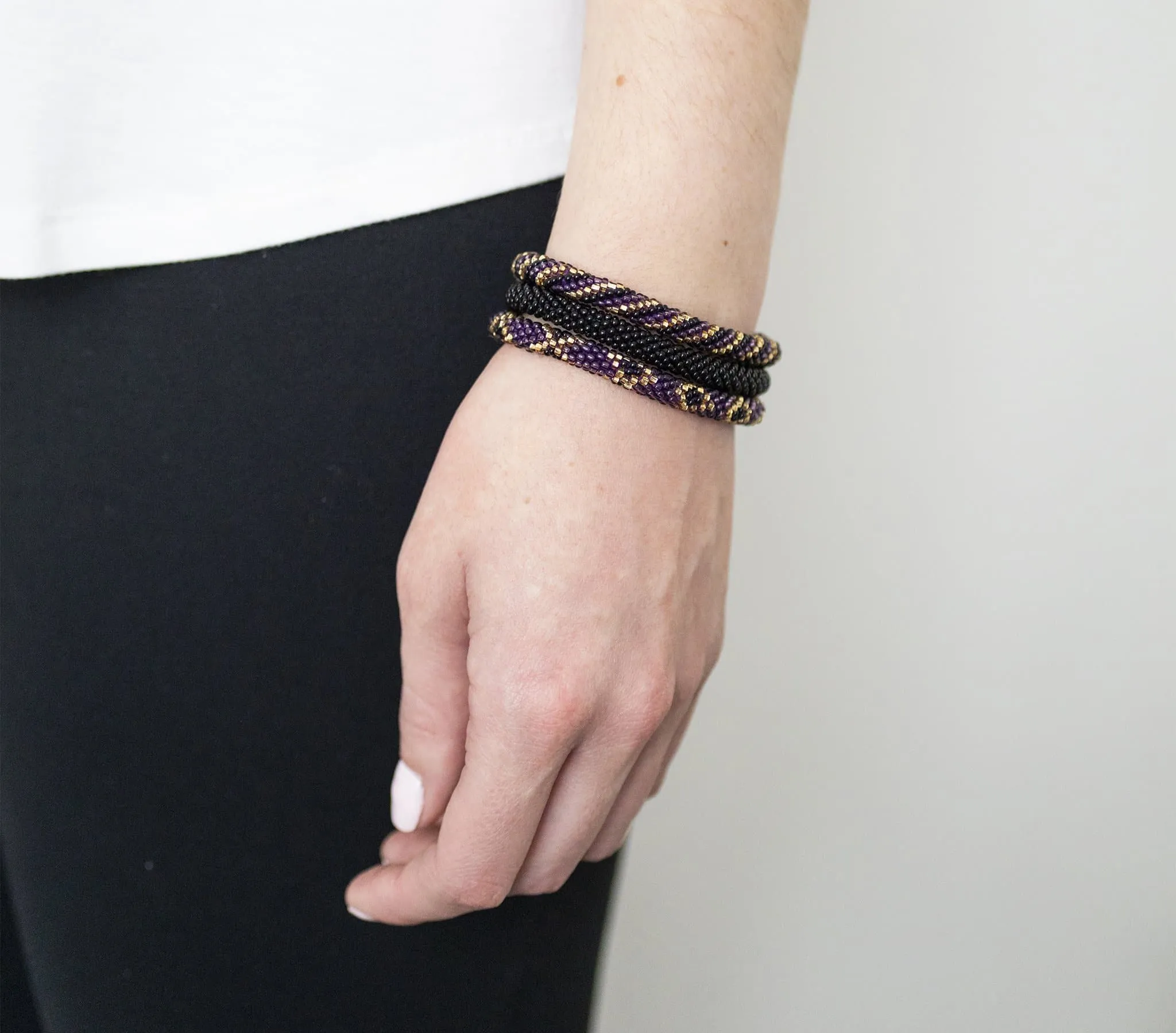 Game Day Roll-On® Bracelets <br> Purple & Black