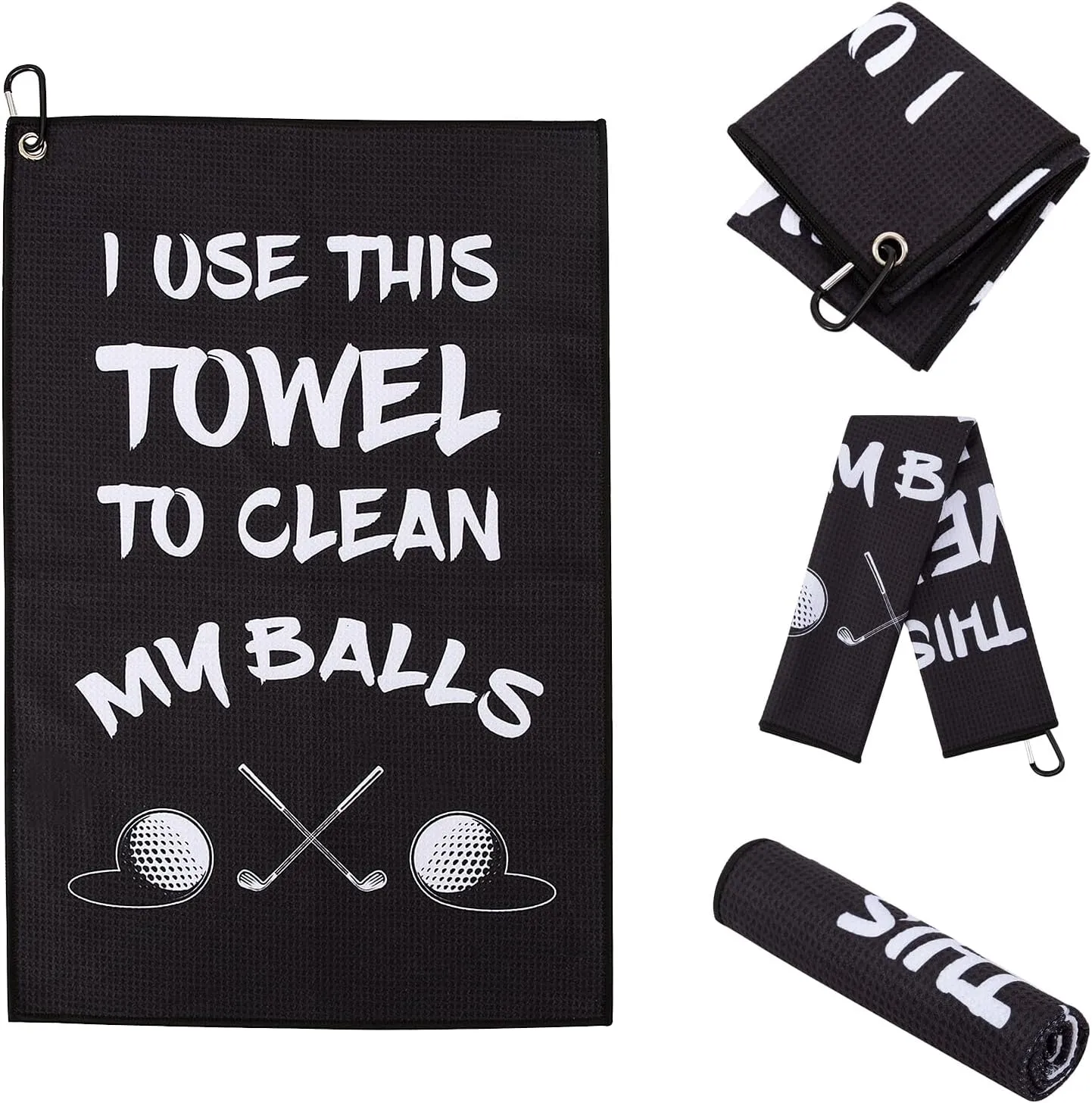 Golf Towel,Printed Golf Towels for Golf Bags with Clip,Golf Accessories Funny Golf Gifts for Men Golfers,Husband Boyfriend Dad,Birthday Gifts for Golf Fan-I Use This Towel to Wash My Balls (Golf#1)