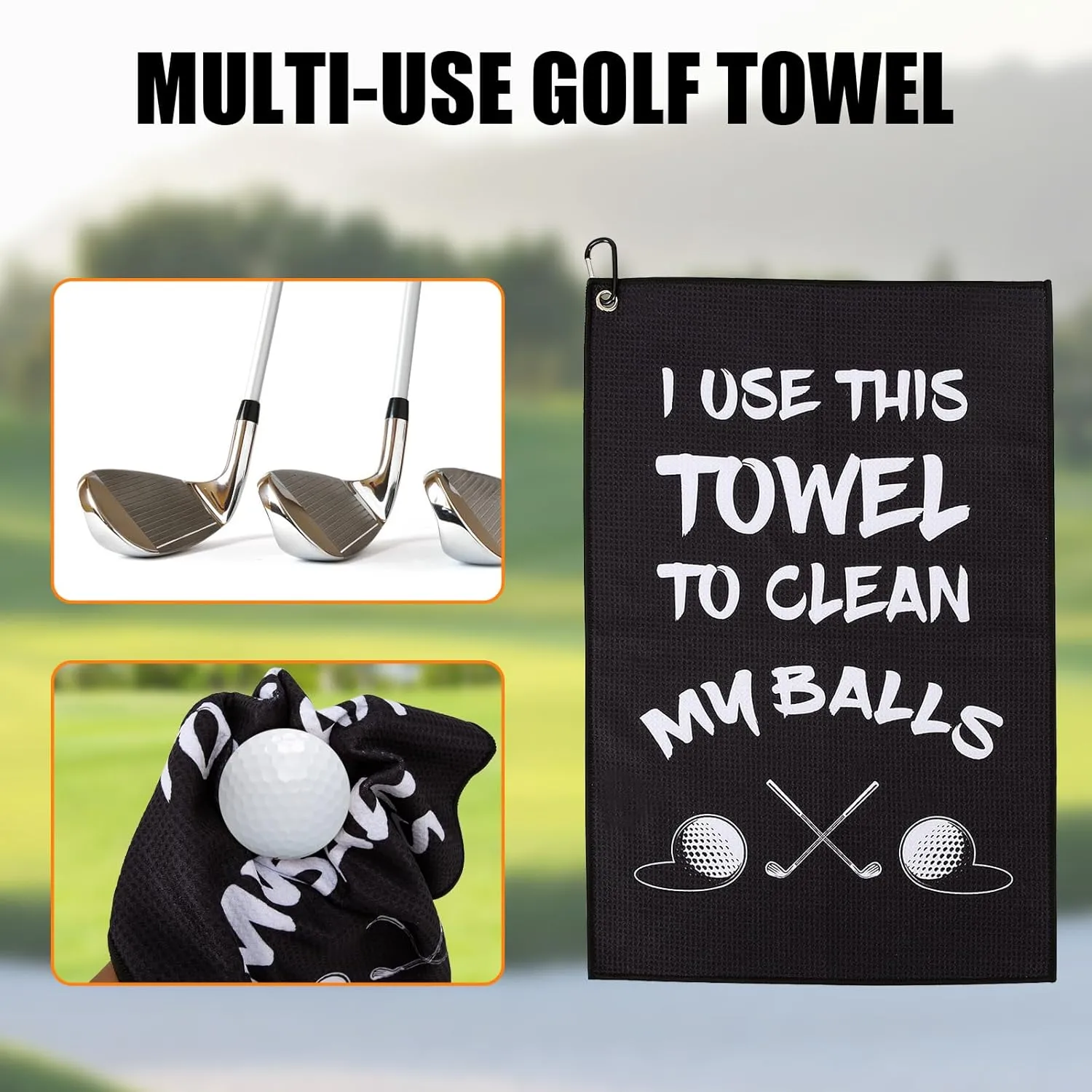 Golf Towel,Printed Golf Towels for Golf Bags with Clip,Golf Accessories Funny Golf Gifts for Men Golfers,Husband Boyfriend Dad,Birthday Gifts for Golf Fan-I Use This Towel to Wash My Balls (Golf#1)
