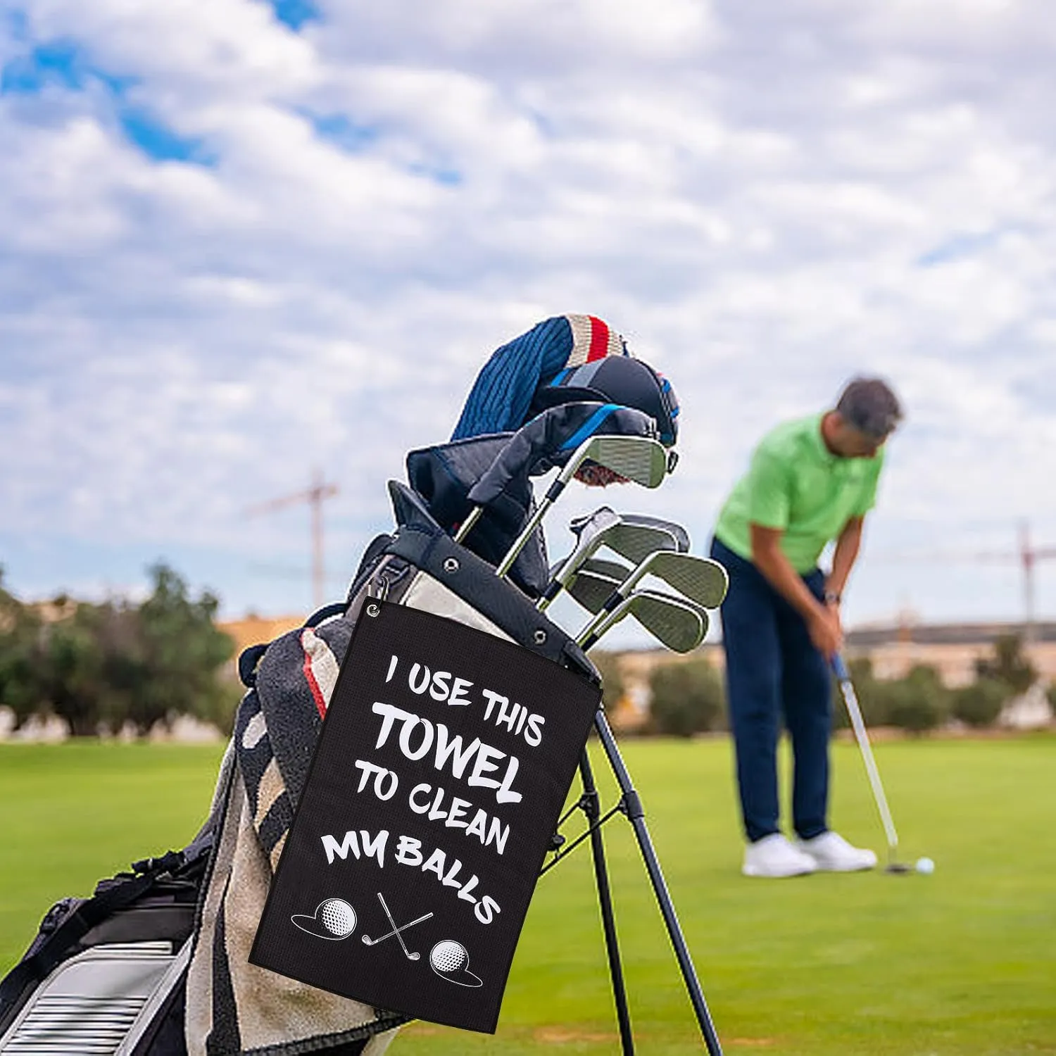 Golf Towel,Printed Golf Towels for Golf Bags with Clip,Golf Accessories Funny Golf Gifts for Men Golfers,Husband Boyfriend Dad,Birthday Gifts for Golf Fan-I Use This Towel to Wash My Balls (Golf#1)