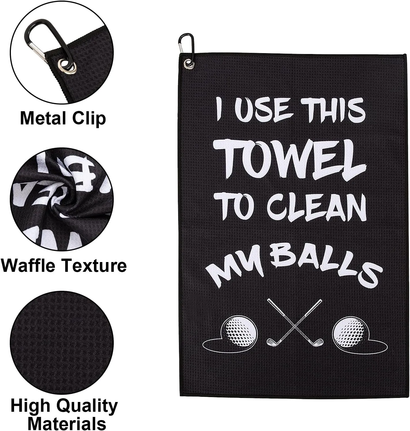 Golf Towel,Printed Golf Towels for Golf Bags with Clip,Golf Accessories Funny Golf Gifts for Men Golfers,Husband Boyfriend Dad,Birthday Gifts for Golf Fan-I Use This Towel to Wash My Balls (Golf#1)
